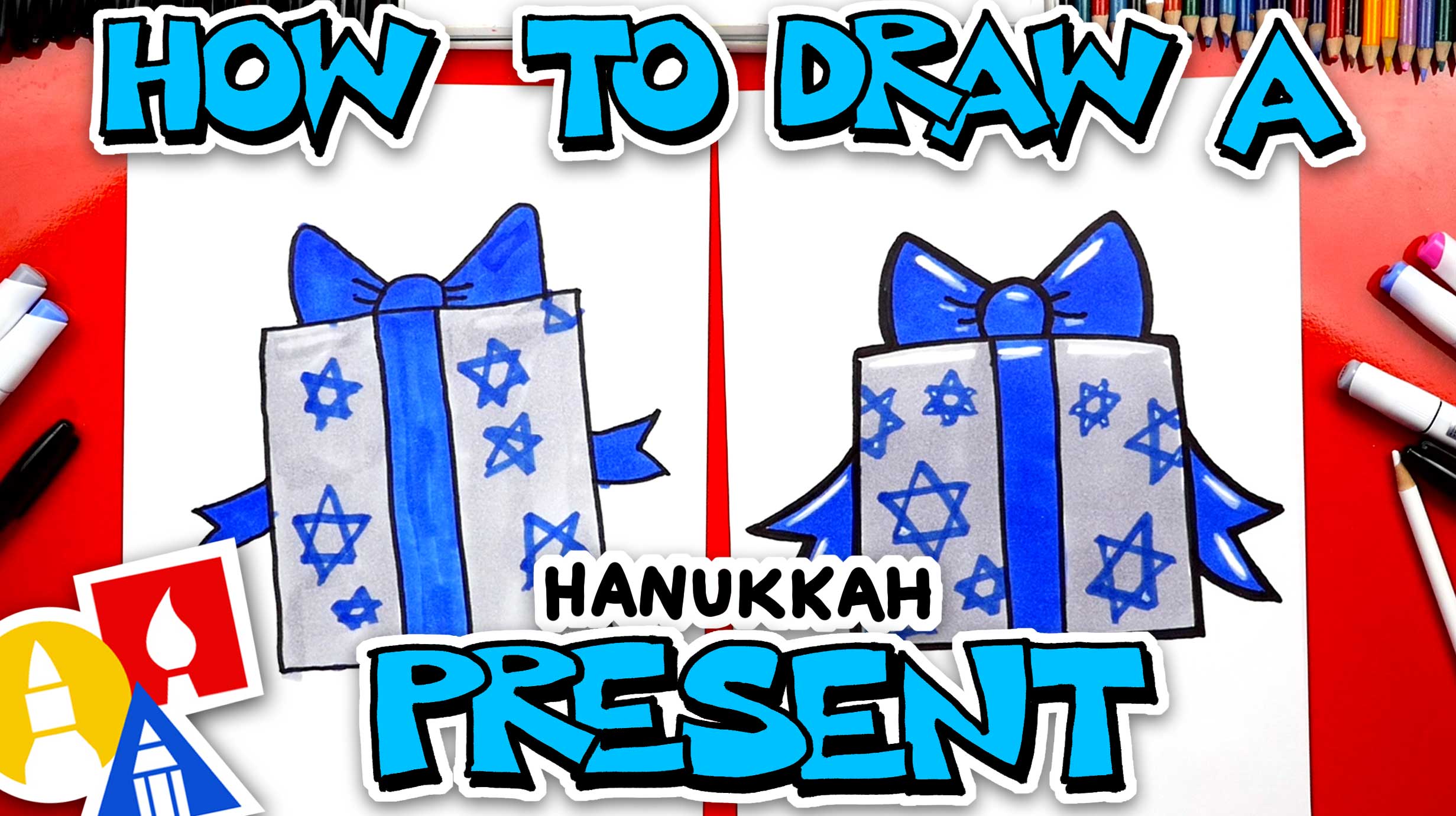How To Draw A Hanukkah Present Art For Kids Hub