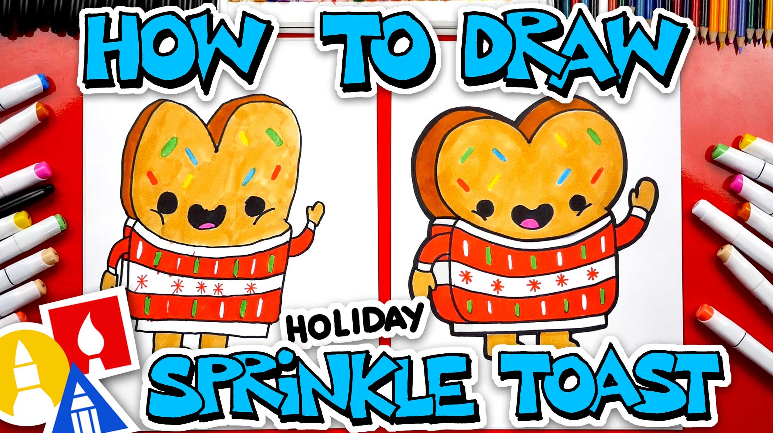 How To Draw Holiday Sprinkle Toast - Holiday Art YouTube Kids - Art For