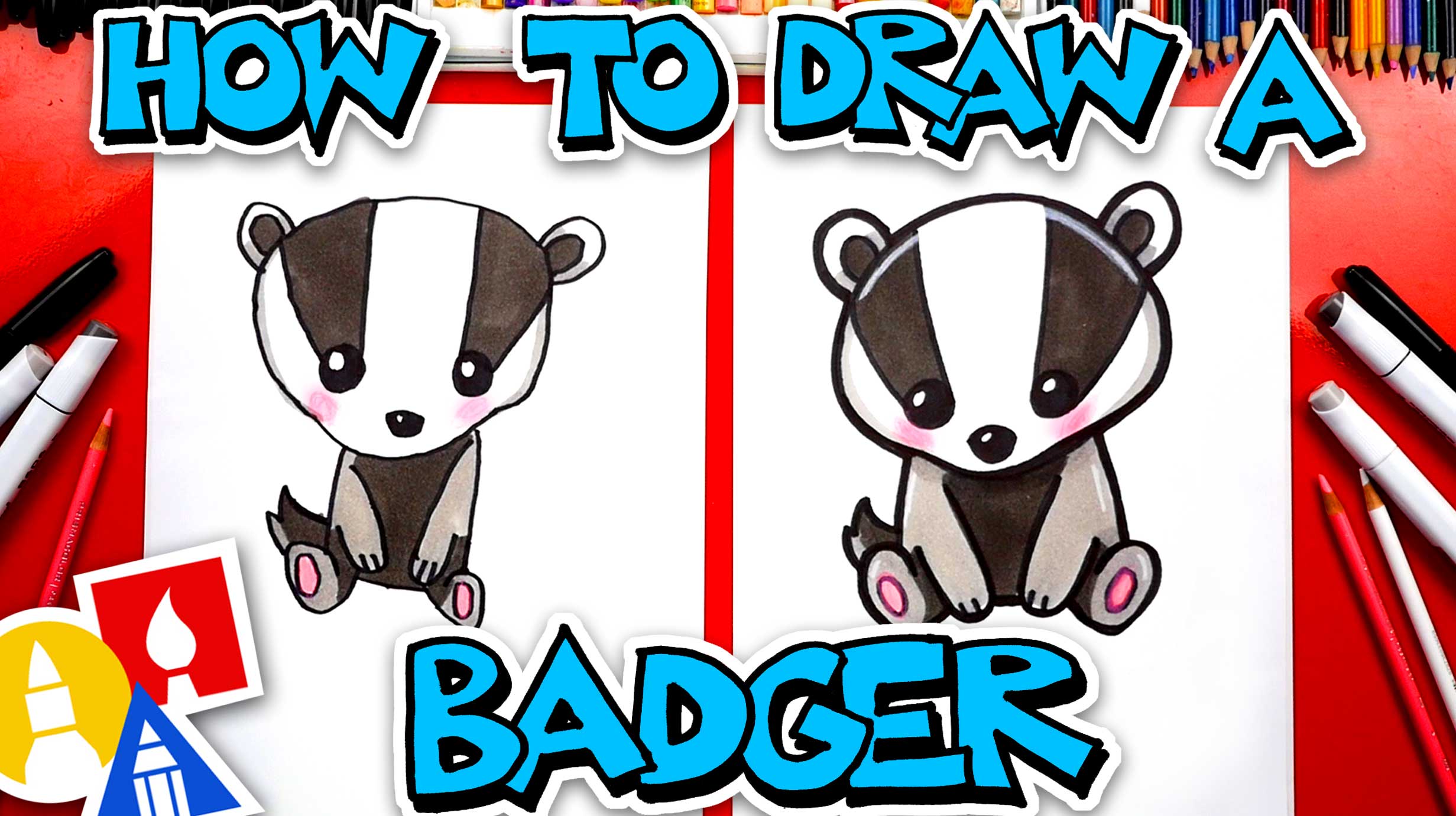 How To Draw Cartoon Badger Art For Kids Hub