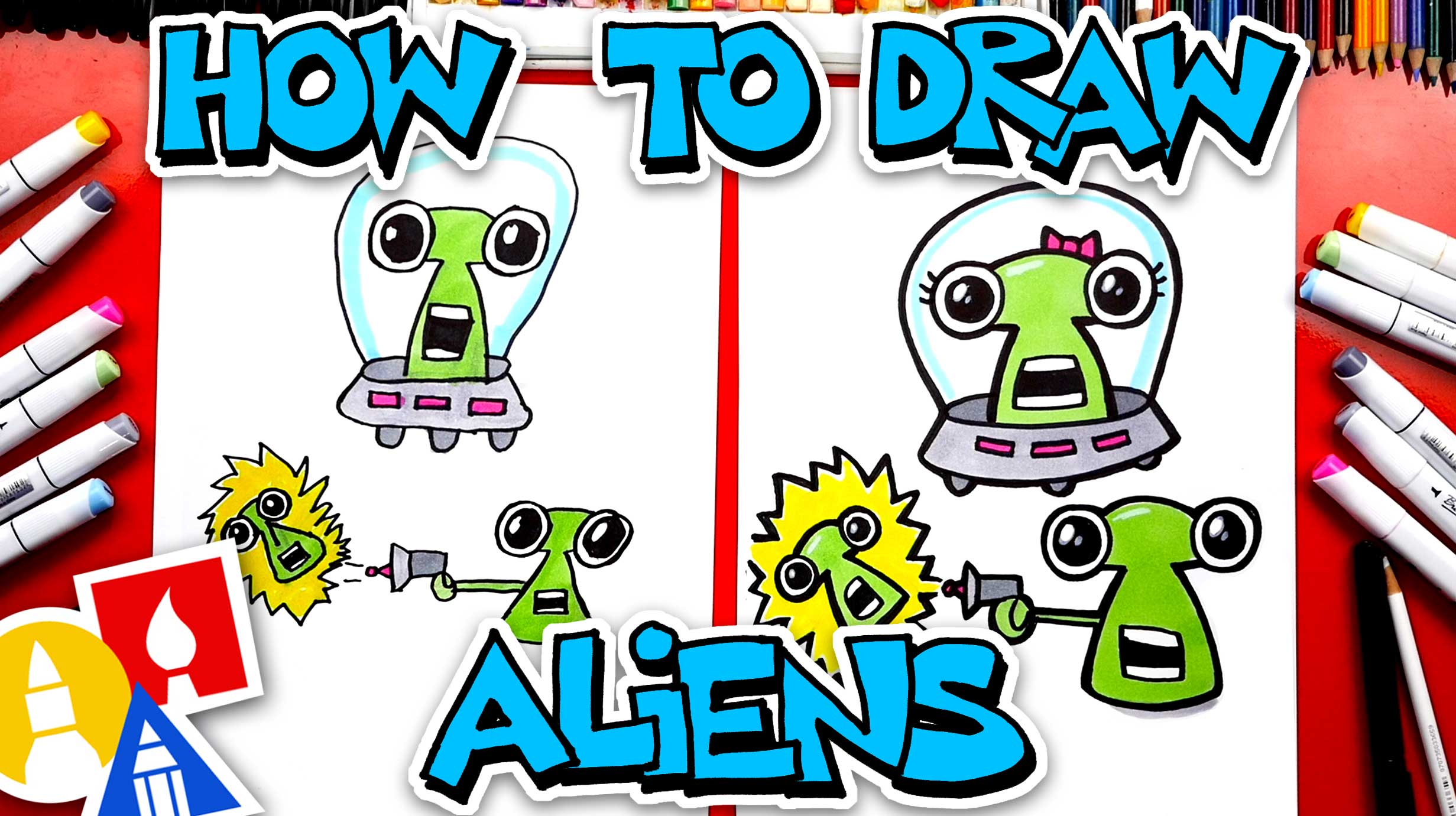 How To Draw Funny Cartoon Aliens Art For Kids Hub