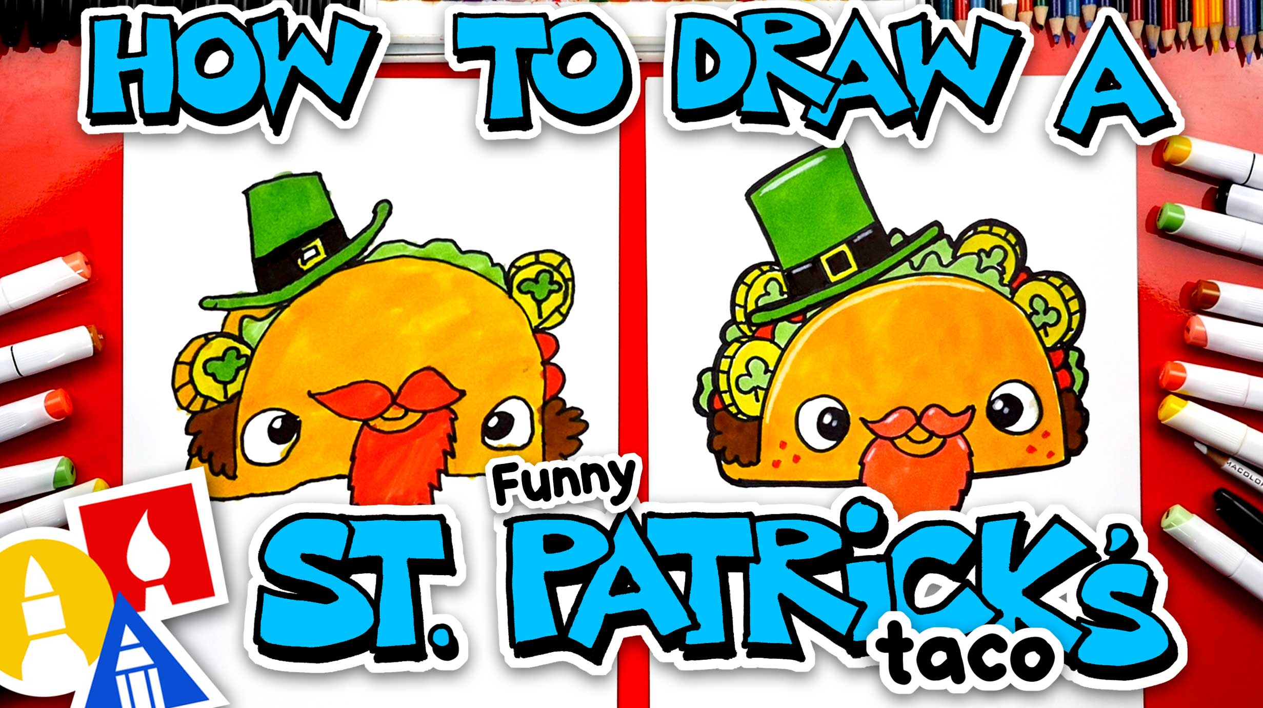 How To Draw A Funny St. Patrick's Taco - Art For Kids Hub