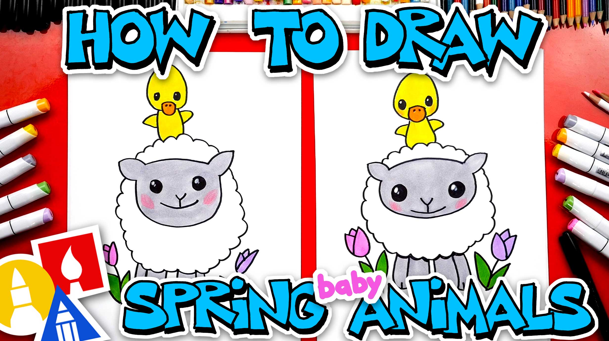 How To Draw A Spring Lamb And Duckling Art For Kids Hub