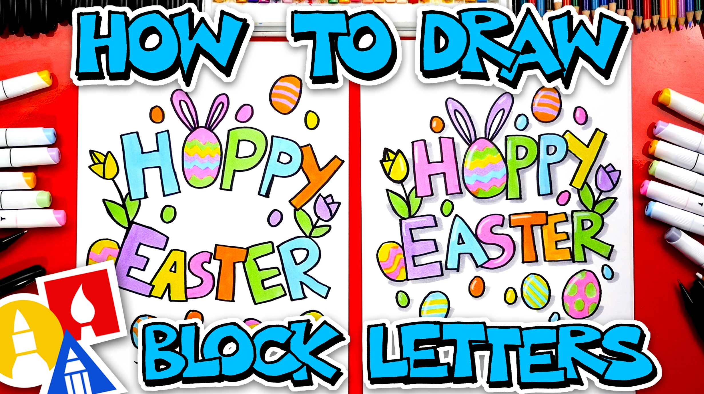 How To Draw Happy Easter In Block Letters Art For Kids Hub
