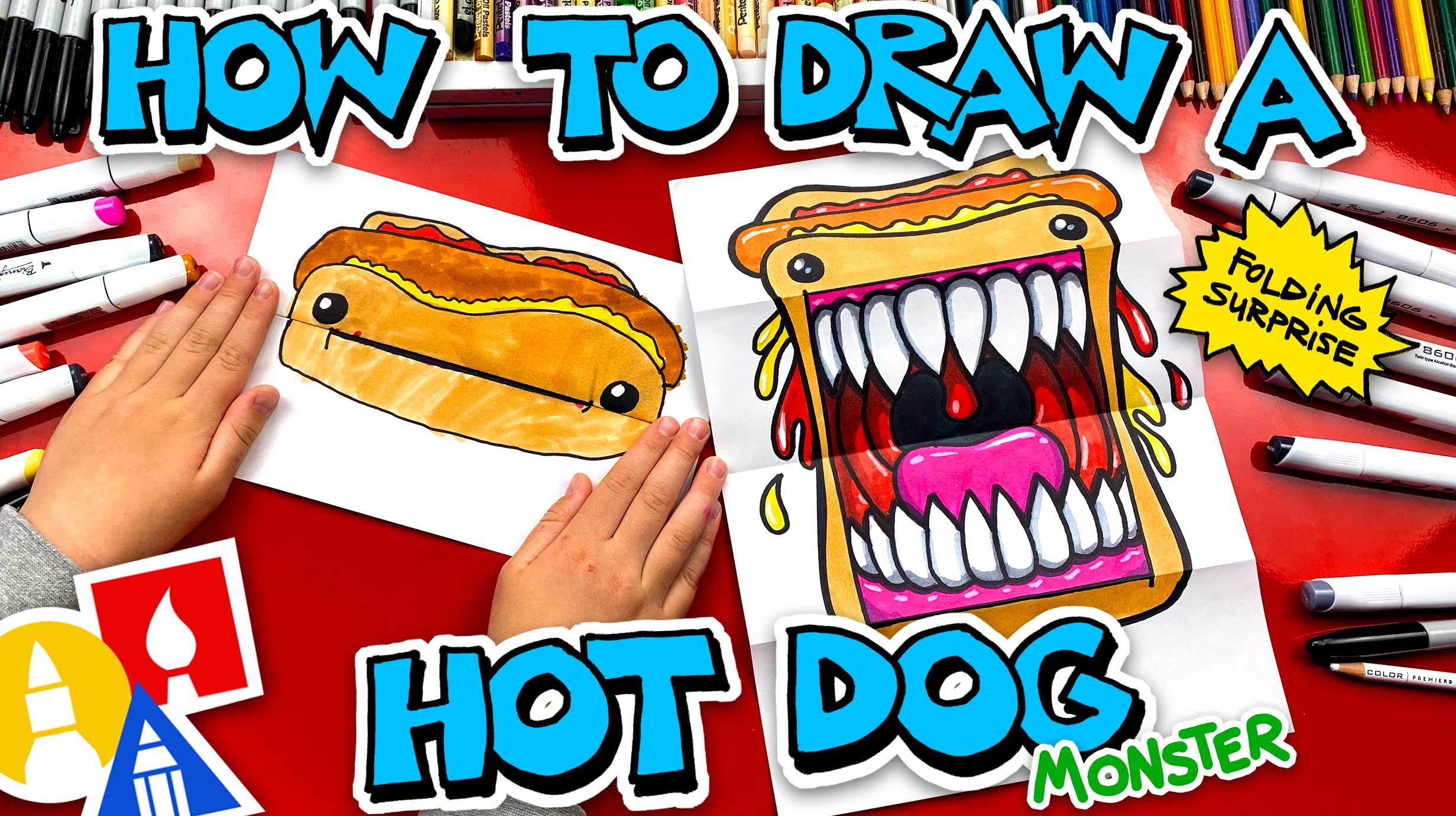 How To Draw A Hot Dog Monster Folding Surprise