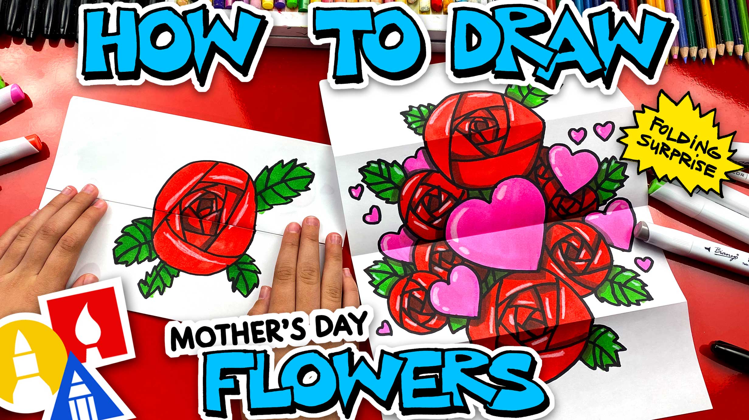How To Draw Mother's Day Flowers Folding Surprise
