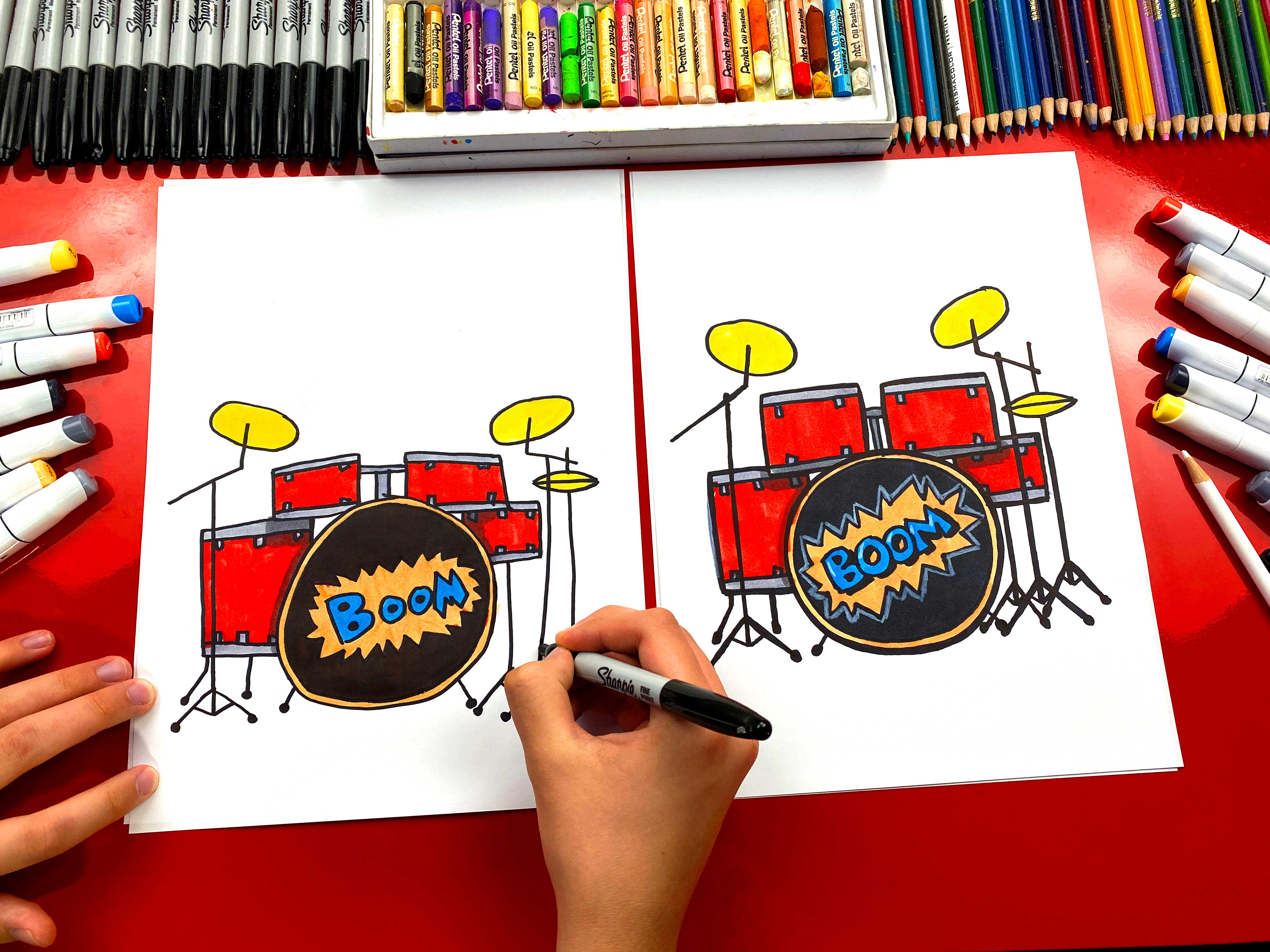 Colored Drawing of Drum Set on a White Background Generative AI Stock  Illustration - Illustration of musical, sound: 281389298