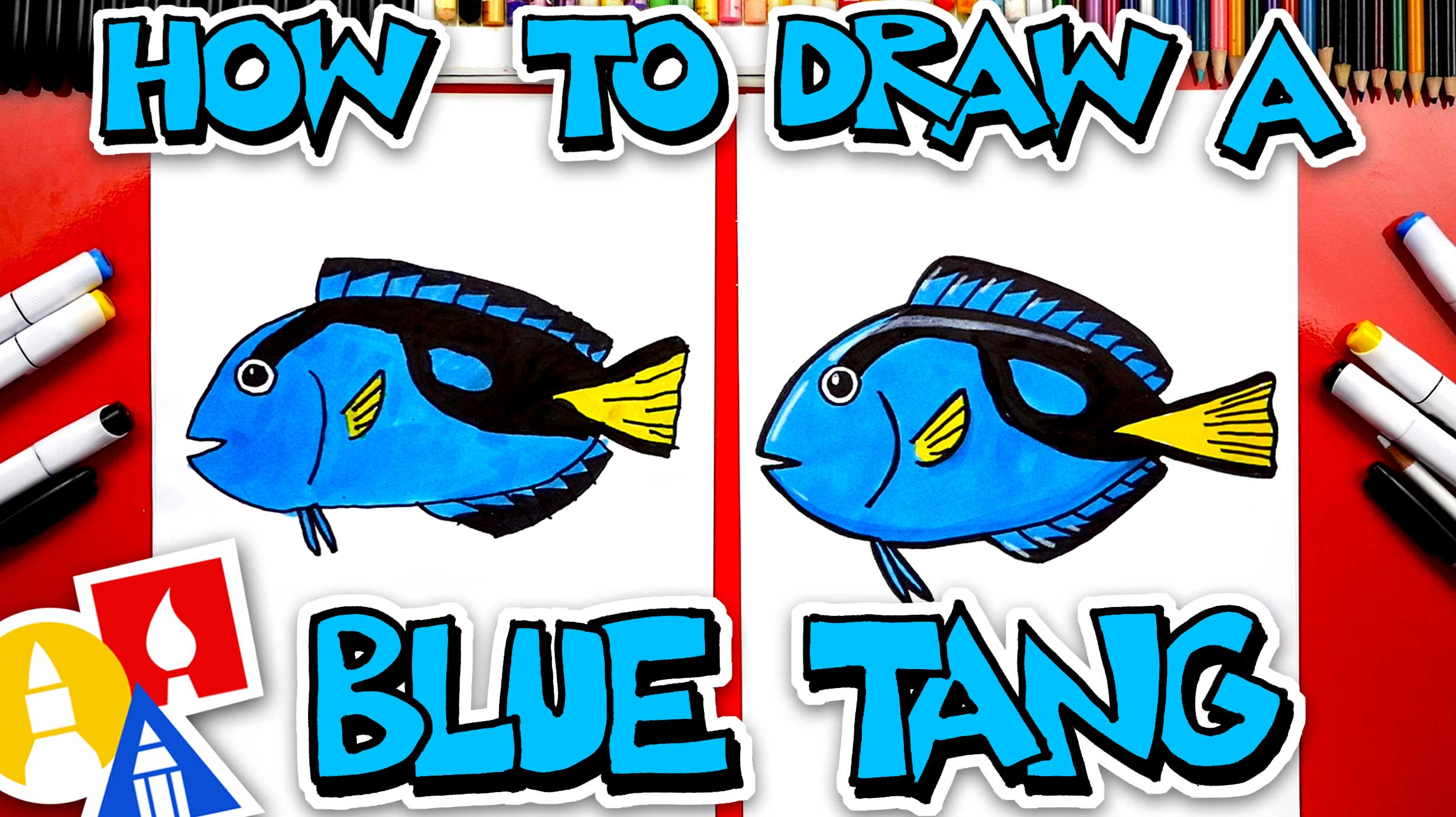 How To Draw A Blue Tang Art For Kids Hub
