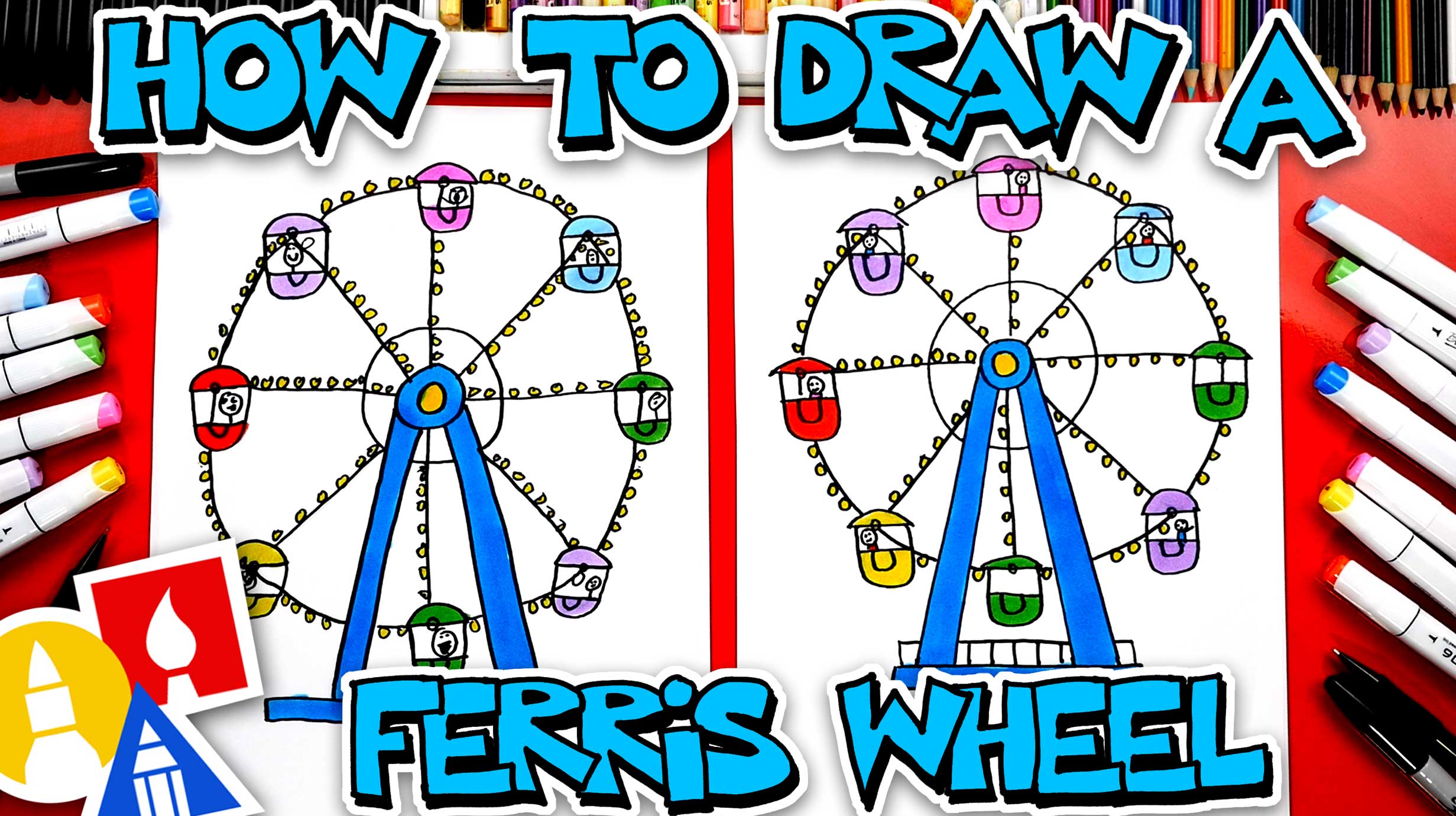 How To Draw A Ferris Wheel Art For Kids Hub