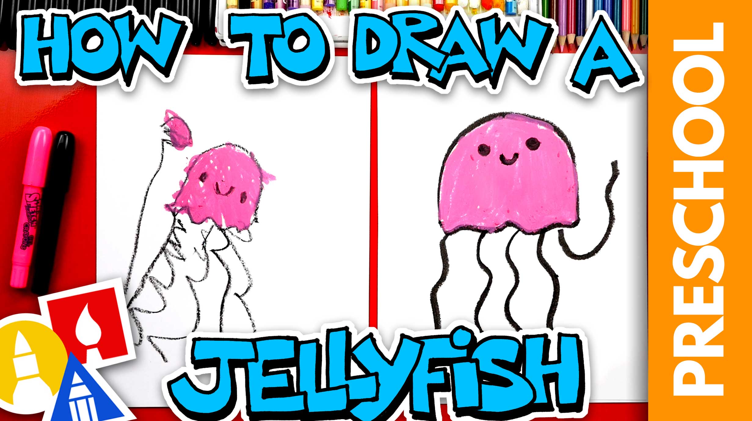 How To Draw A Jellyfish - preschool - Art For Kids Hub