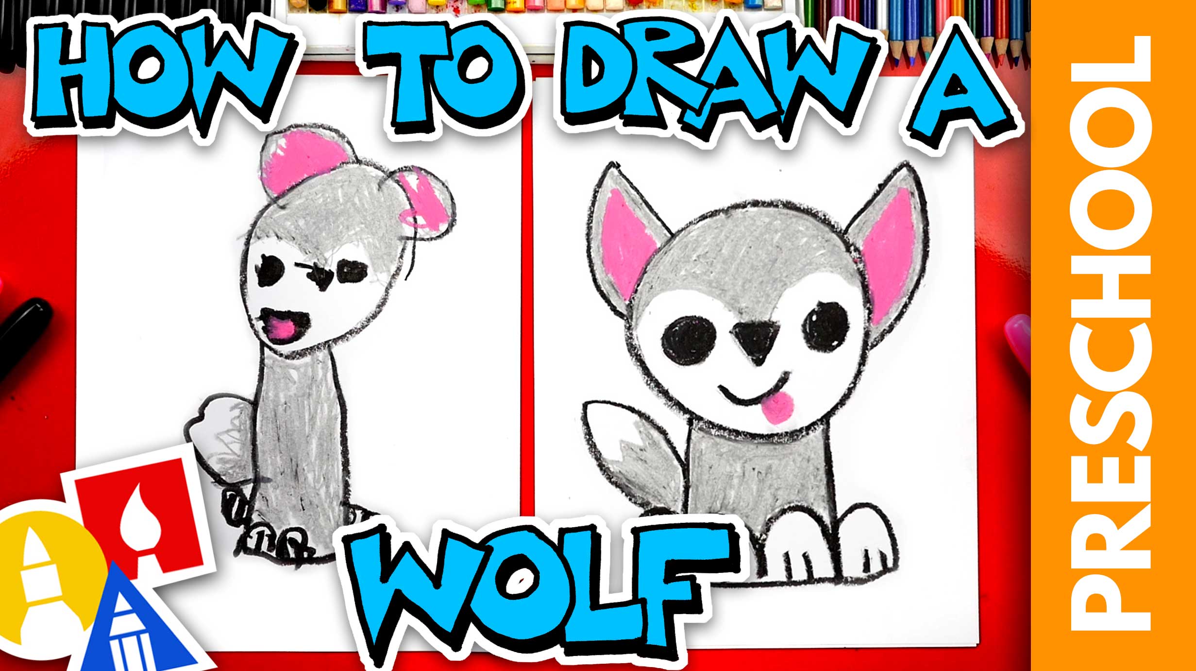 How To Draw A Wolf (or Husky) Preschool Art For Kids Hub