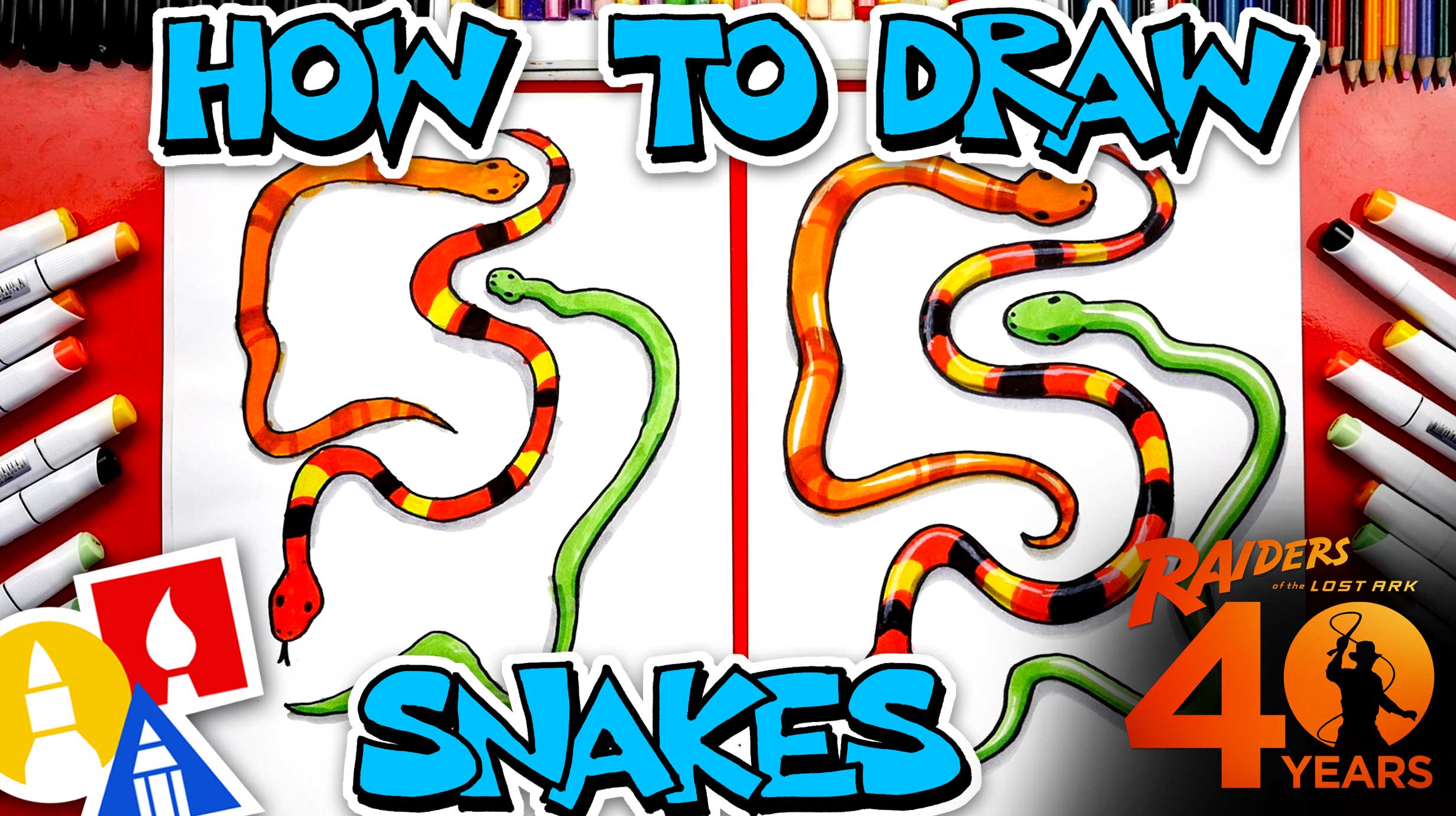 How To Draw Snakes Indiana Jones 40th Anniversary - Art For Kids Hub