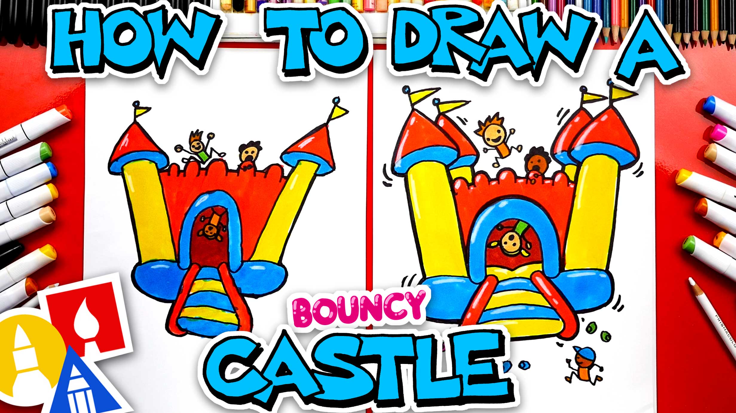 How To Draw A Bouncy Castle - Art For Kids Hub