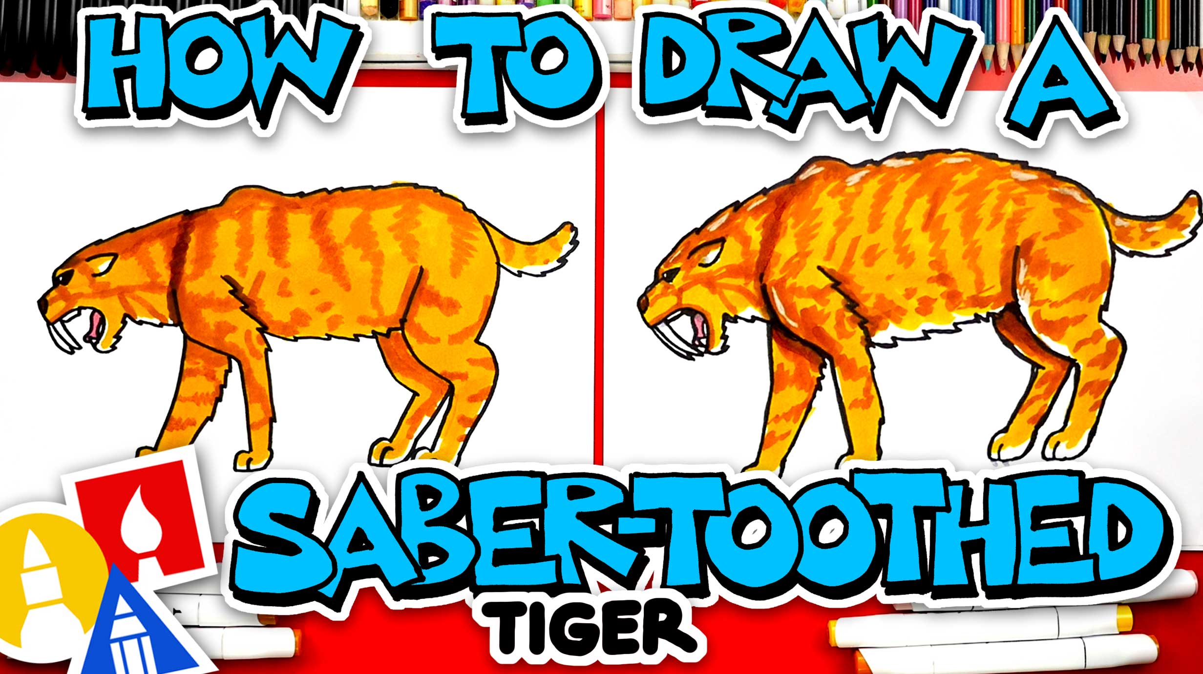 How To Draw A SaberToothed Tiger (Smilodon)