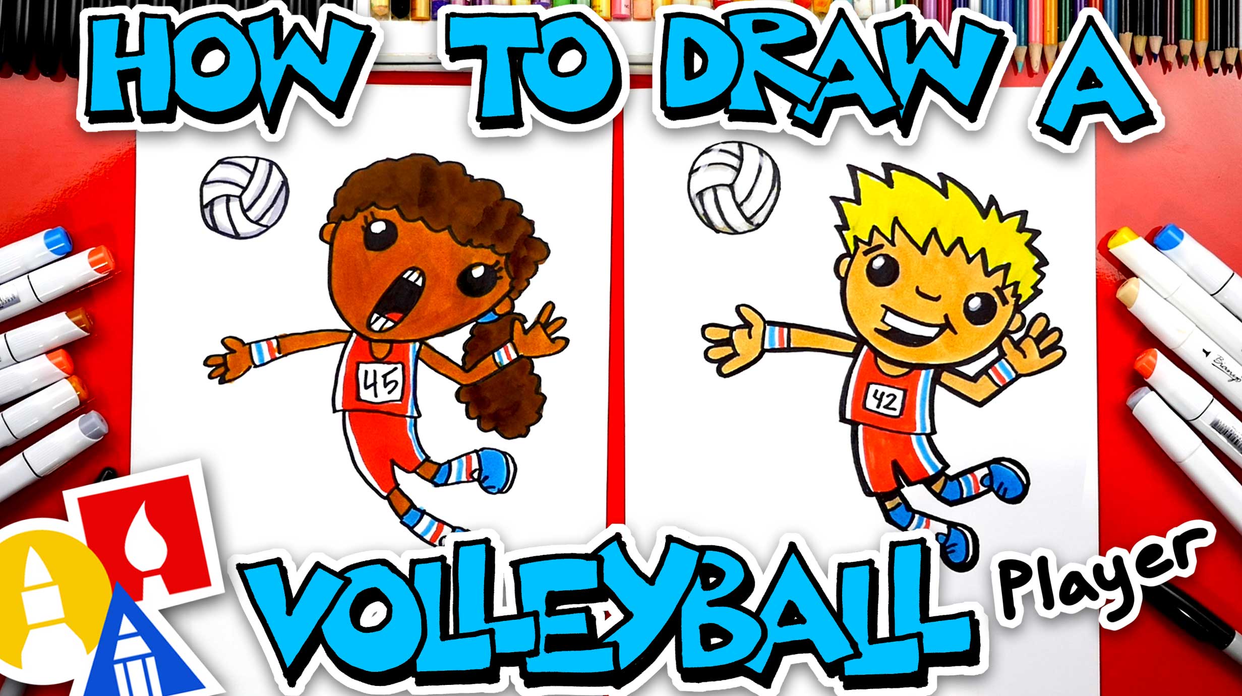 How To Draw A Volleyball Player Art For Kids Hub