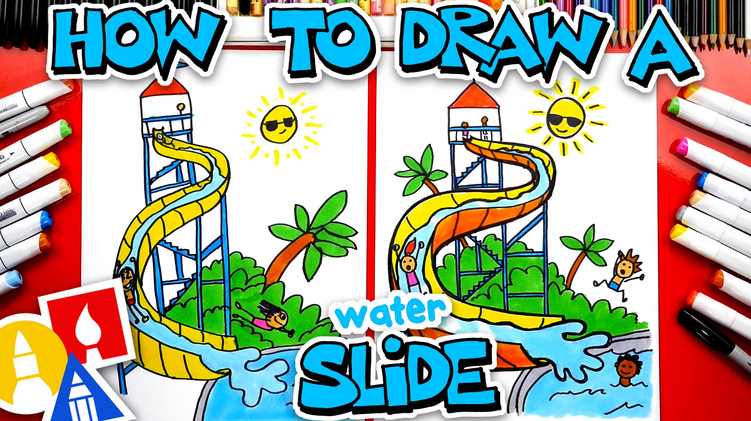 How To Draw A Waterslide Art For Kids Hub