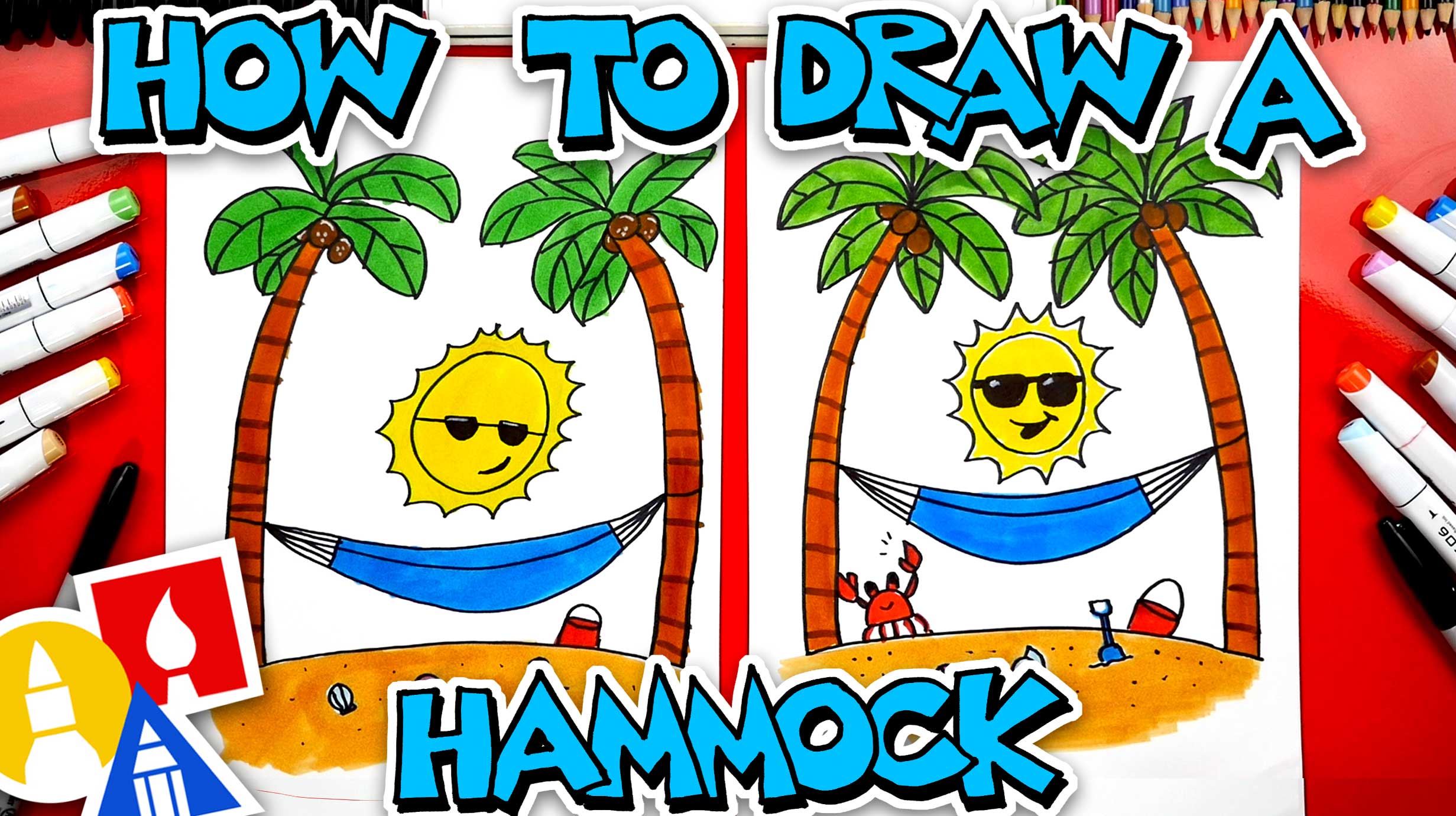 How To Draw A Summer Beach Hammock Art For Kids Hub