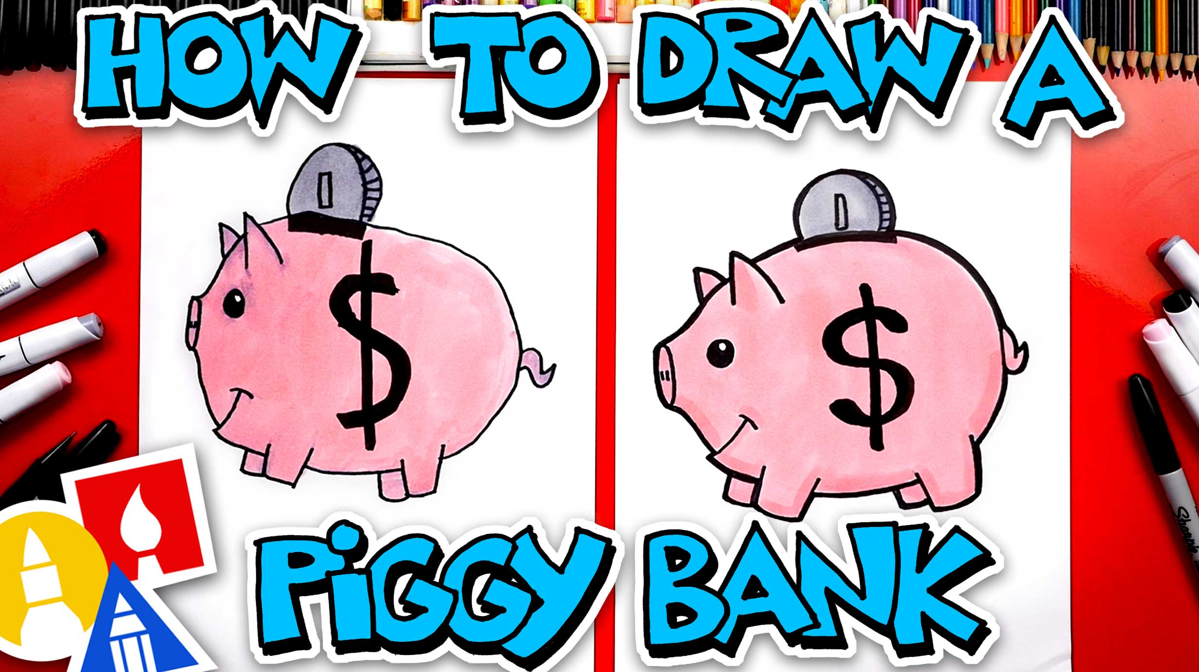 How To Draw A Piggy Bank Art For Kids Hub