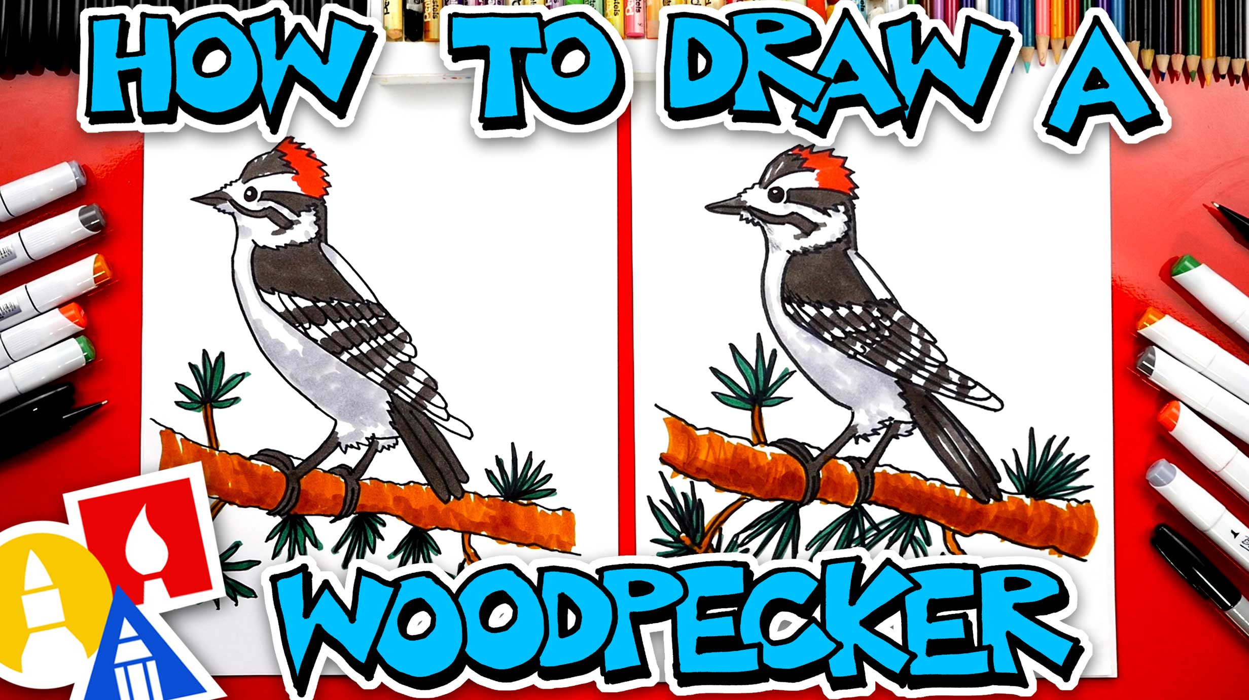 How To Draw A Woodpecker Bird - Art For Kids Hub
