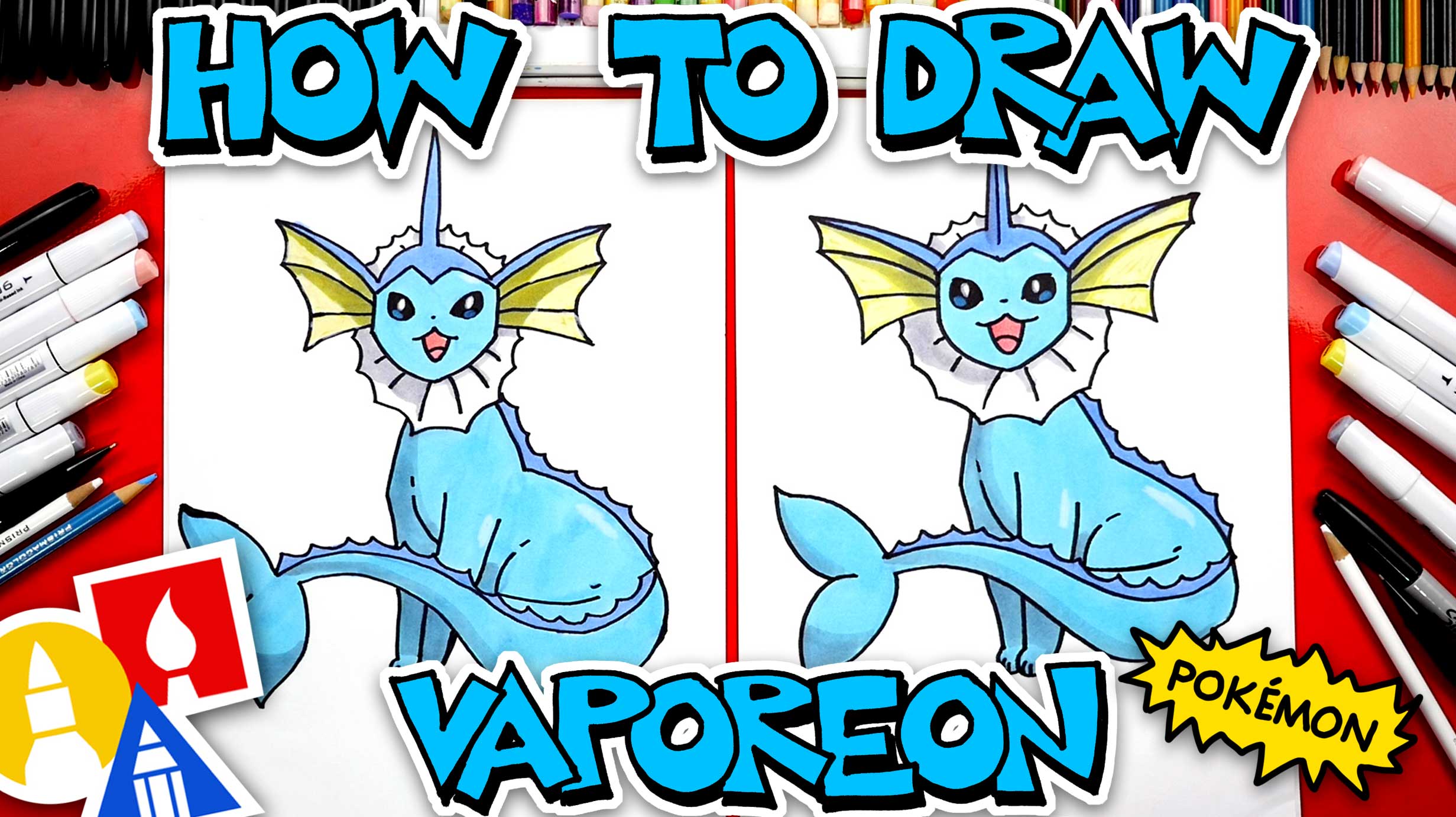 How To Draw Vaporeon Pokémon Art For Kids Hub