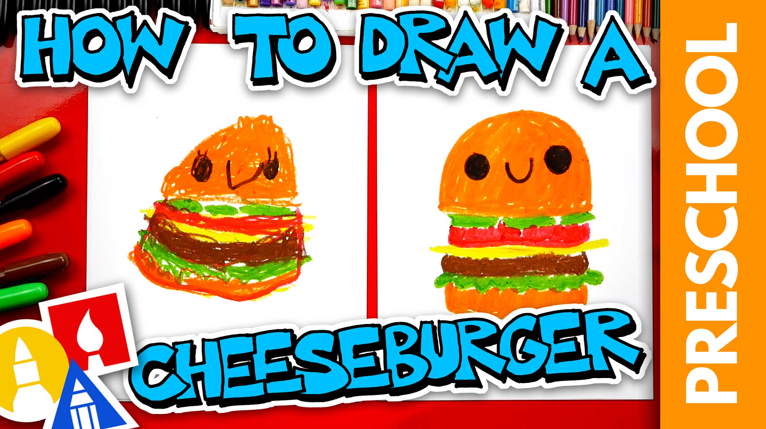 How To Draw A Cheeseburger Preschool Art For Kids Hub