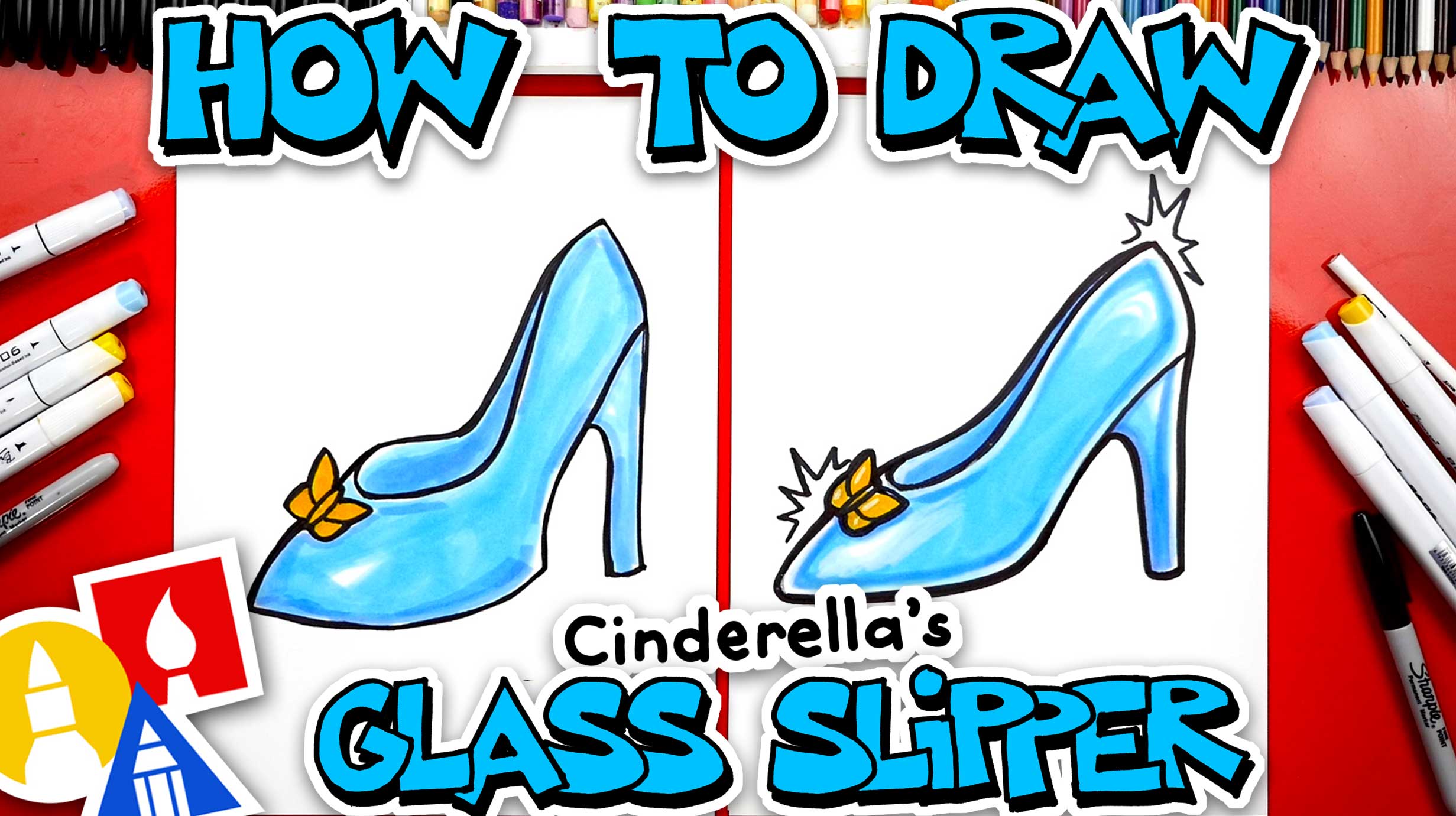 How To Draw Cinderella's Glass Slipper Art For Kids Hub