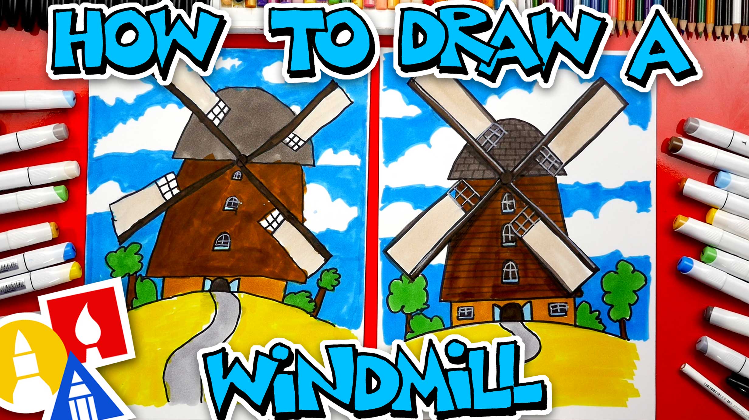 How To Draw A Windmill Art For Kids Hub