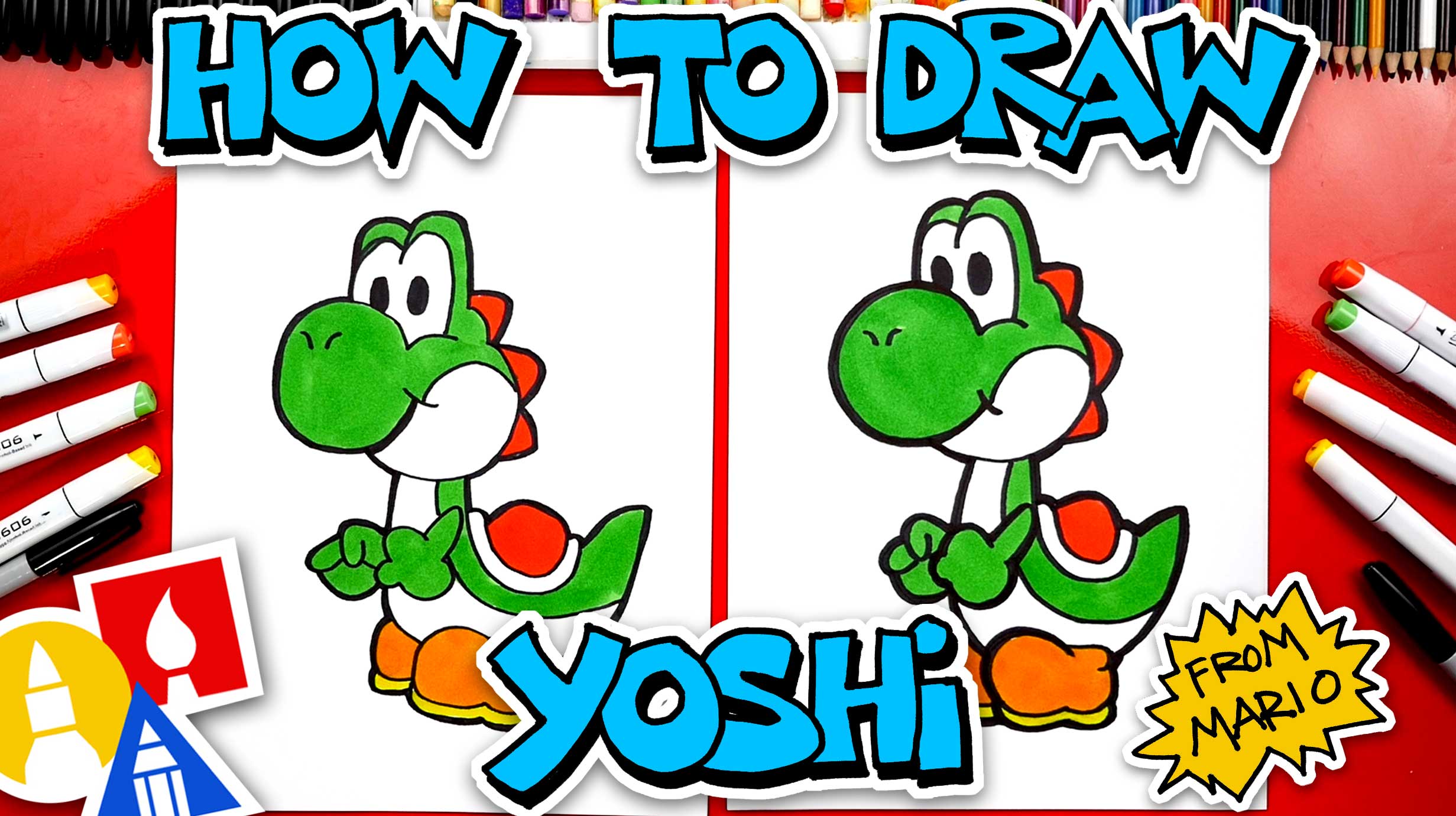 How To Draw Yoshi From Mario Art For Kids Hub
