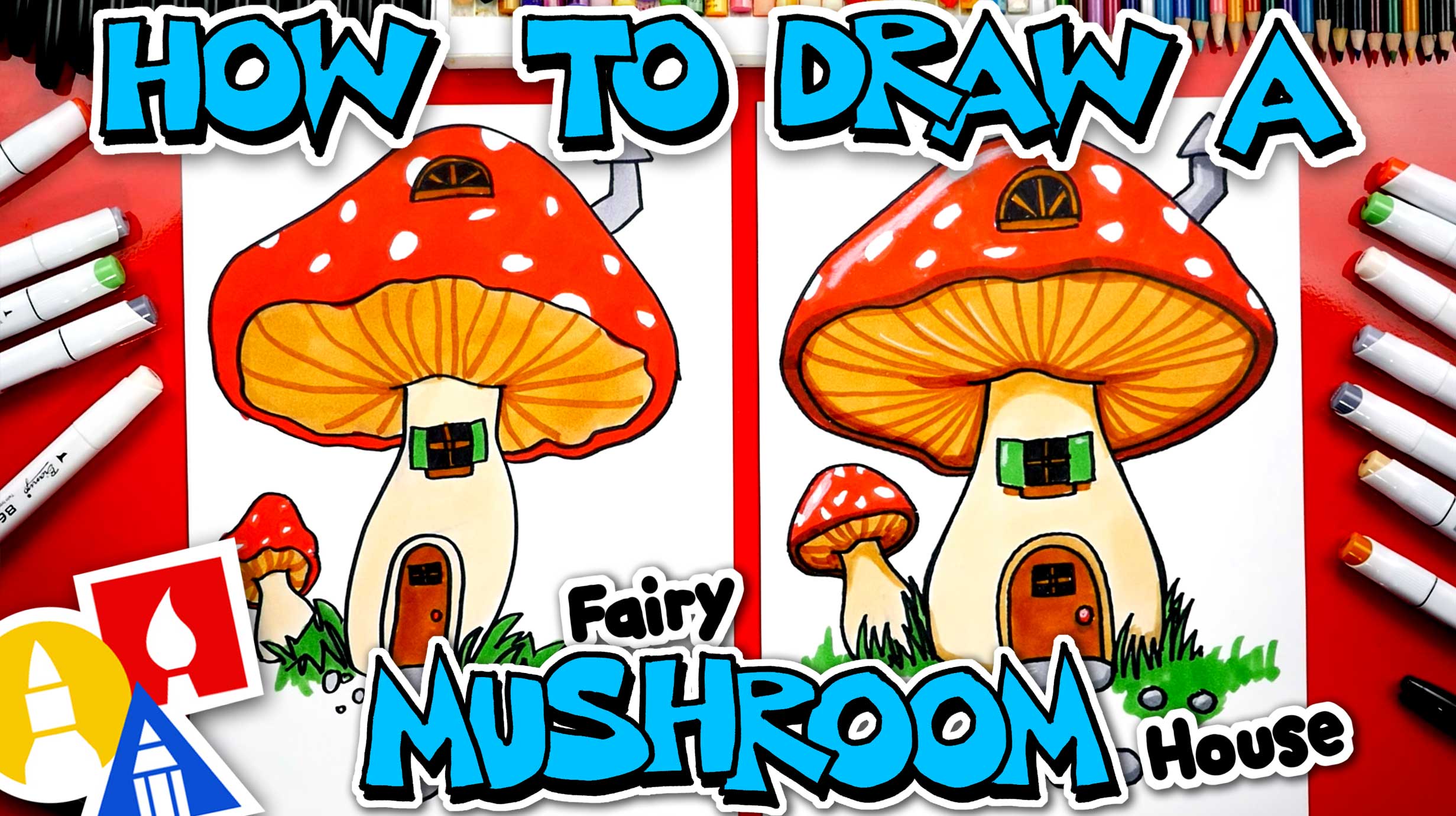 Mushroom House. Fairy Tale Children Drawing Stock Illustration -  Illustration of small, wood: 242824218