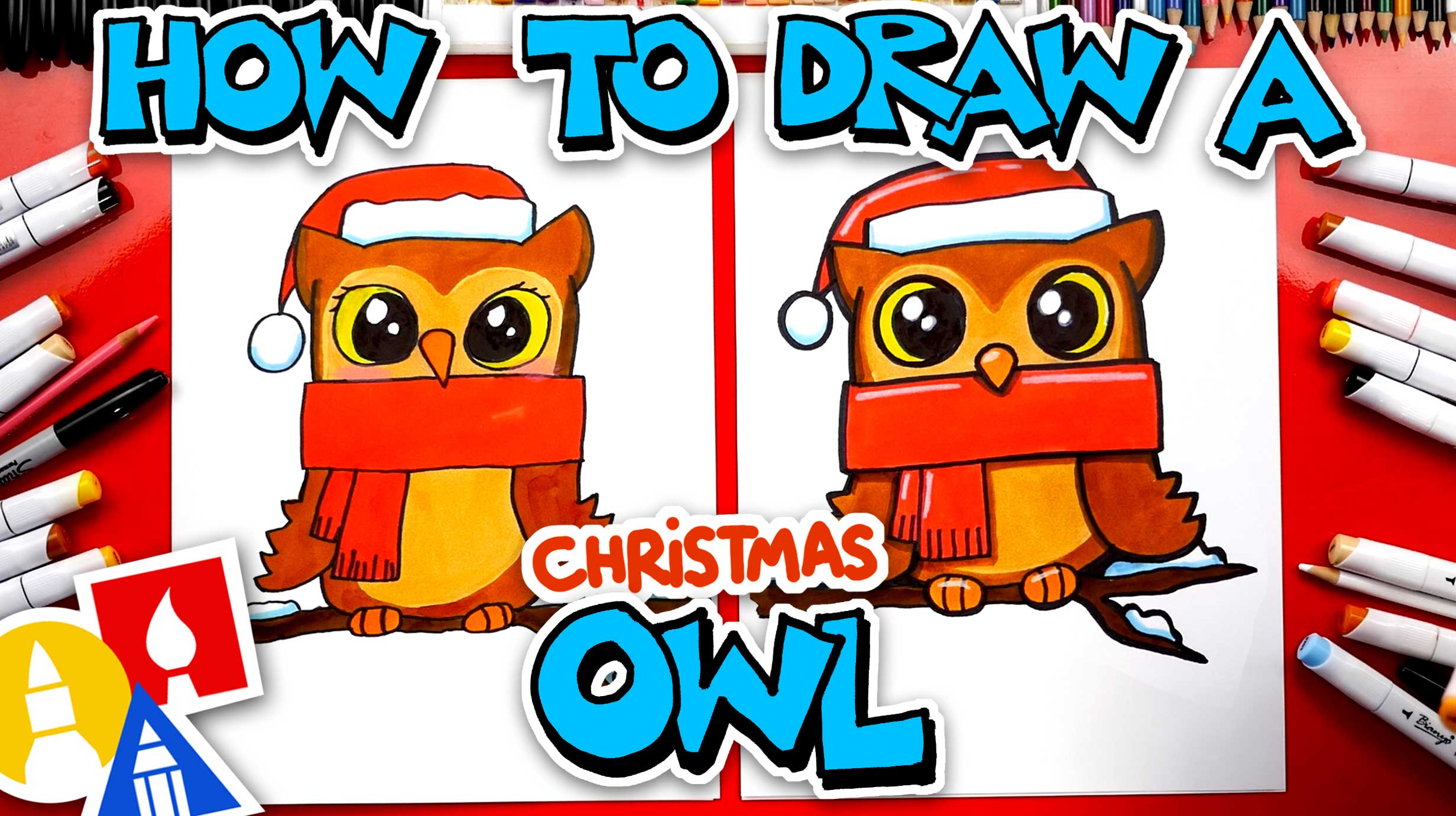 How To Draw A Christmas Owl Art For Kids Hub
