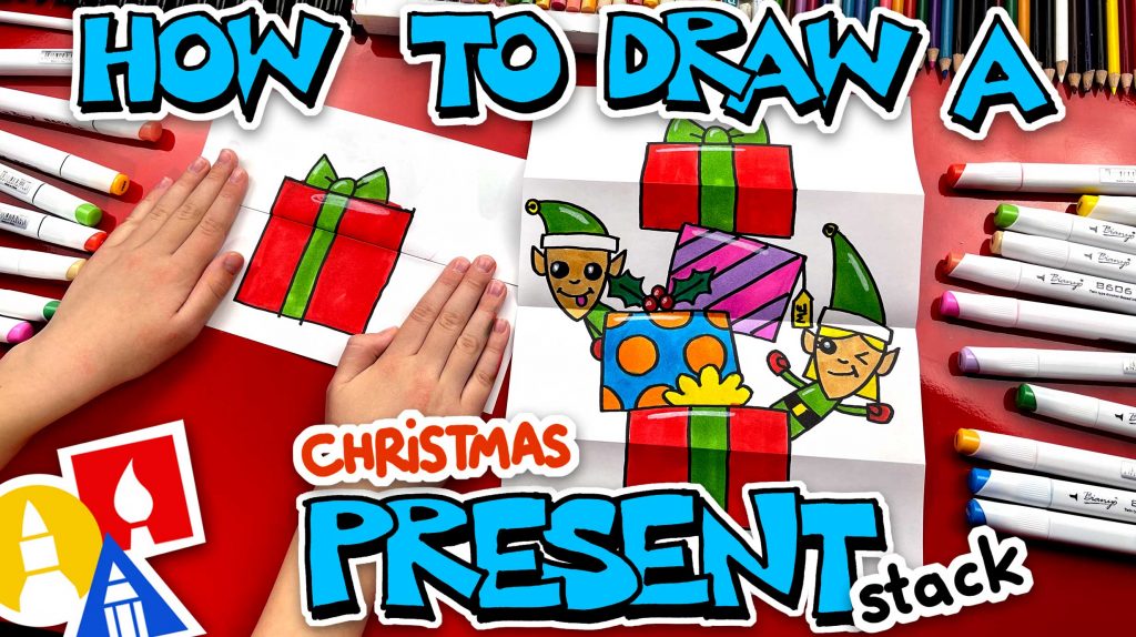 DIY Learn How to Draw a Christmas Gift. Easy Drawings for Kids. 