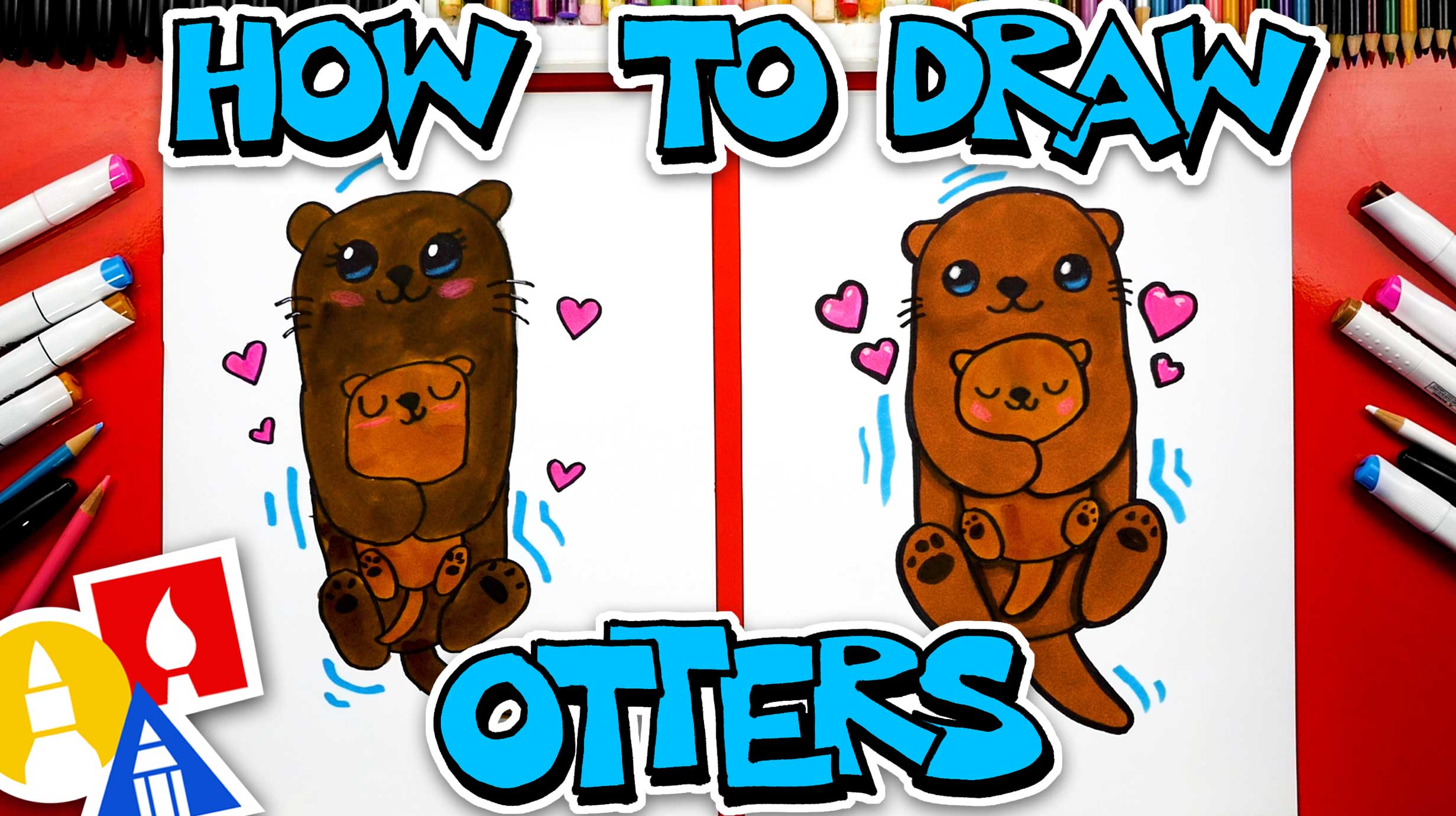 how to draw a sea otter step by step for kids