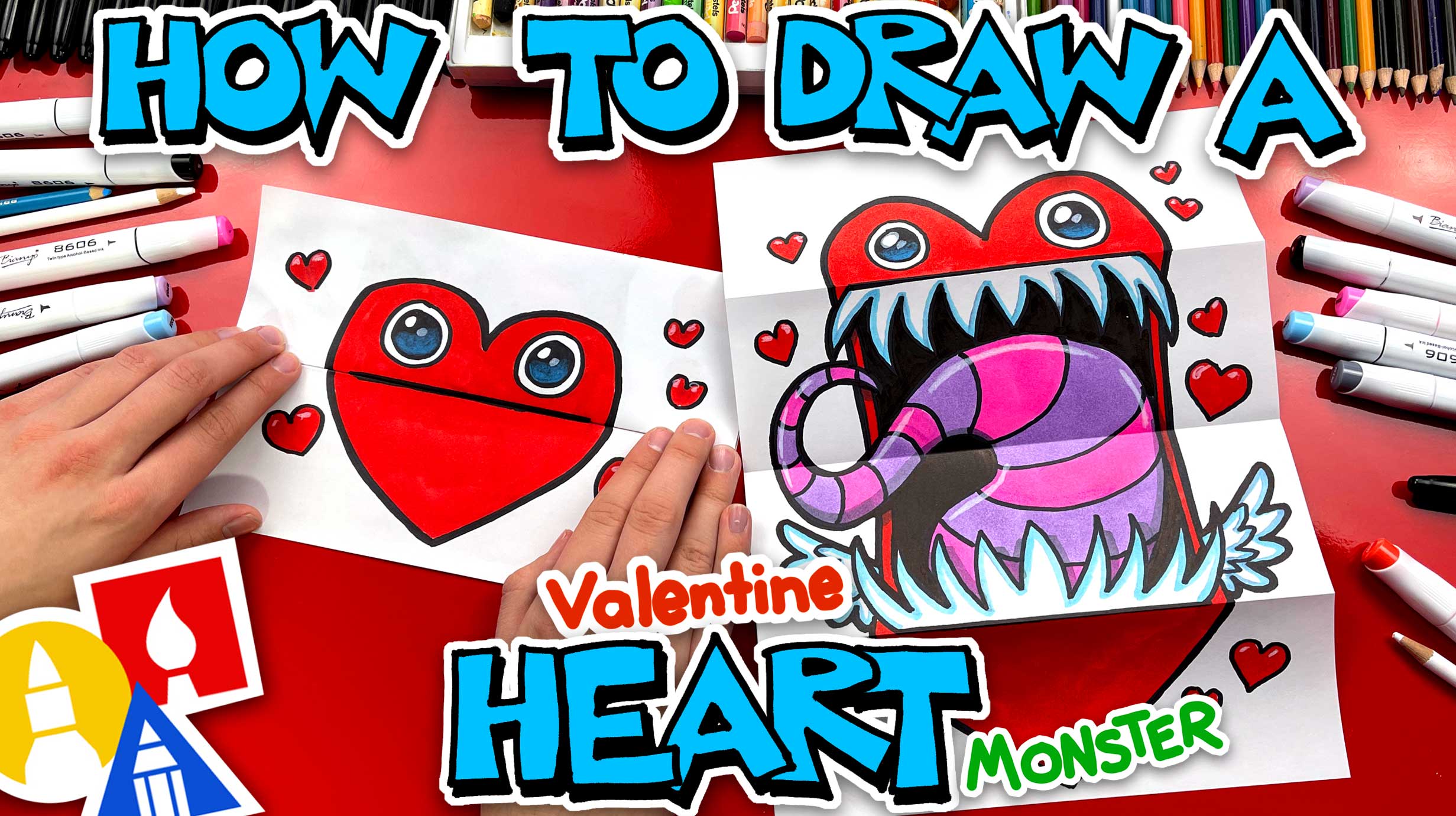 How To Draw A Heart Monster Folding Surprise