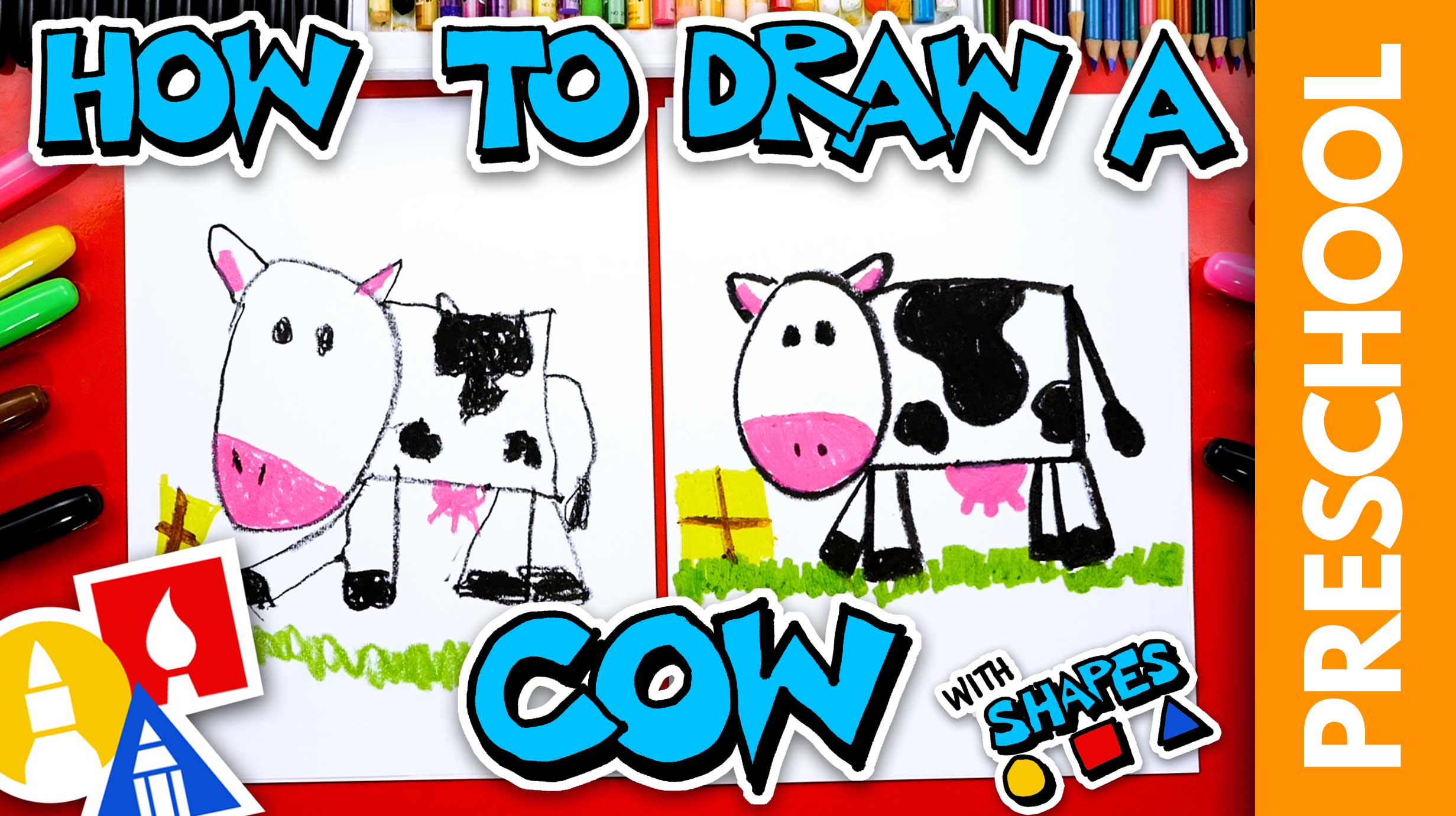 How To Draw A Cow Preschool Art For Kids Hub