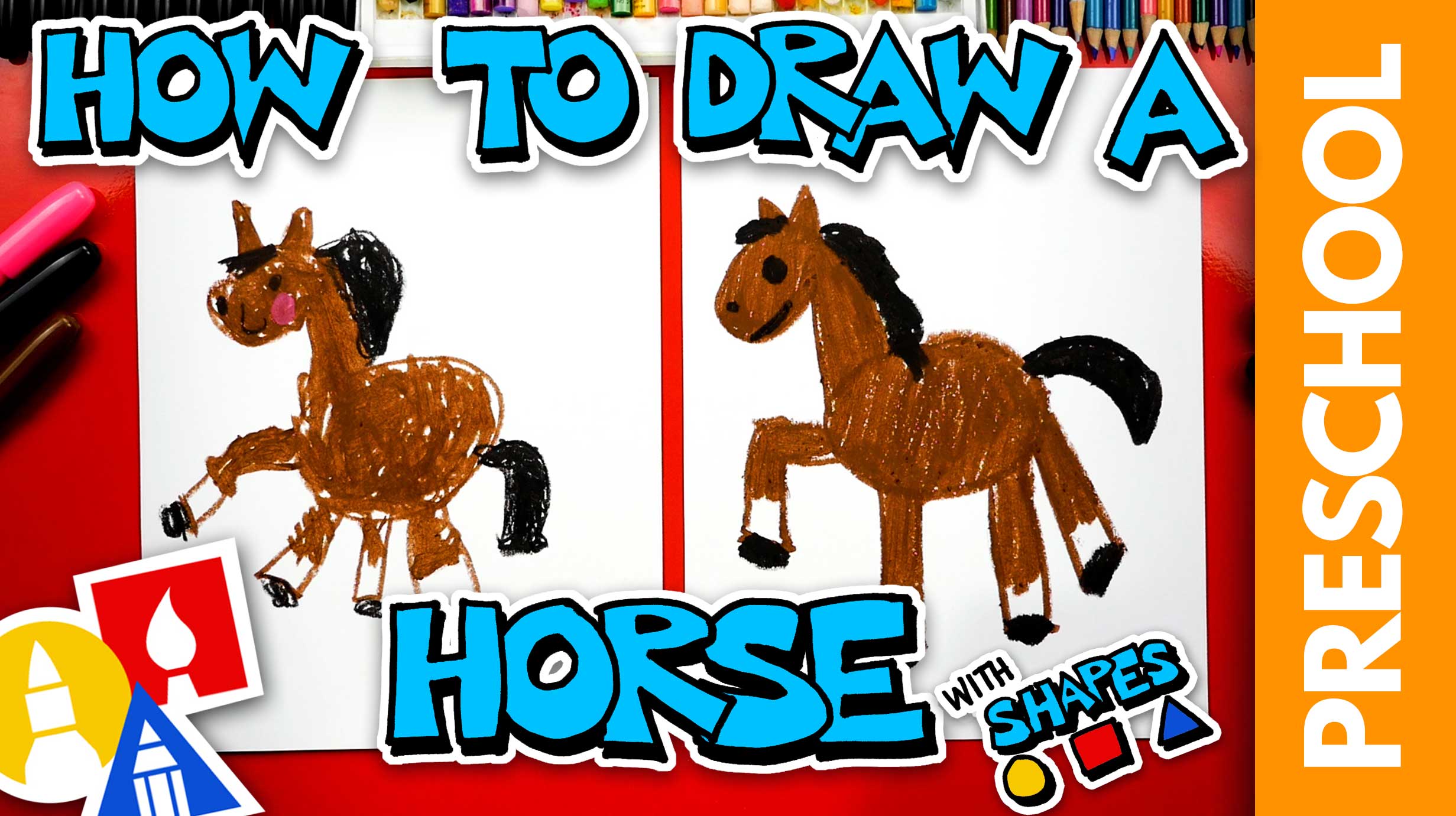 How To Draw Horse Preschool Art For Kids Hub