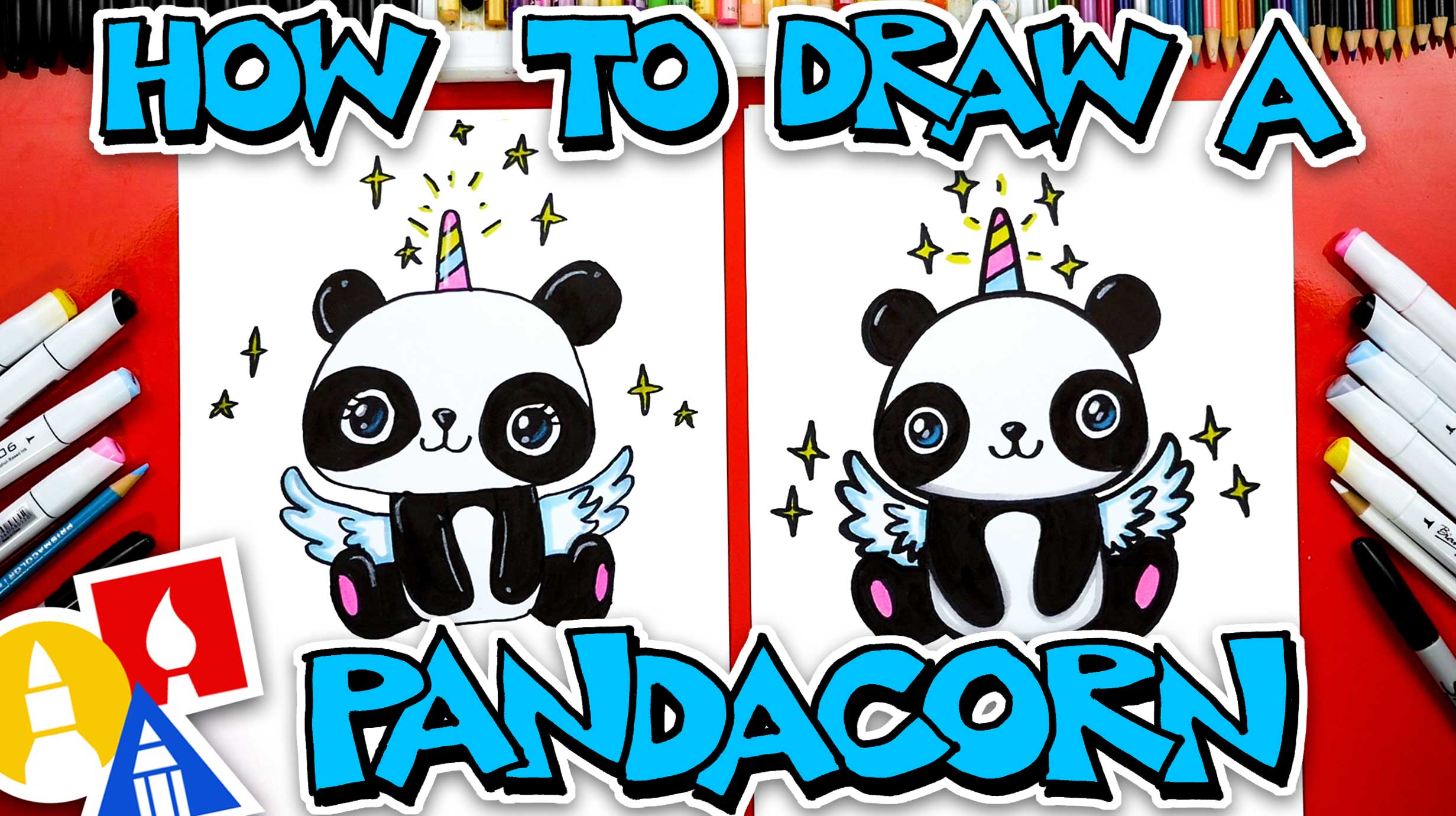 How To Draw A Pandacorn - Panda Unicorn - Art For Kids Hub