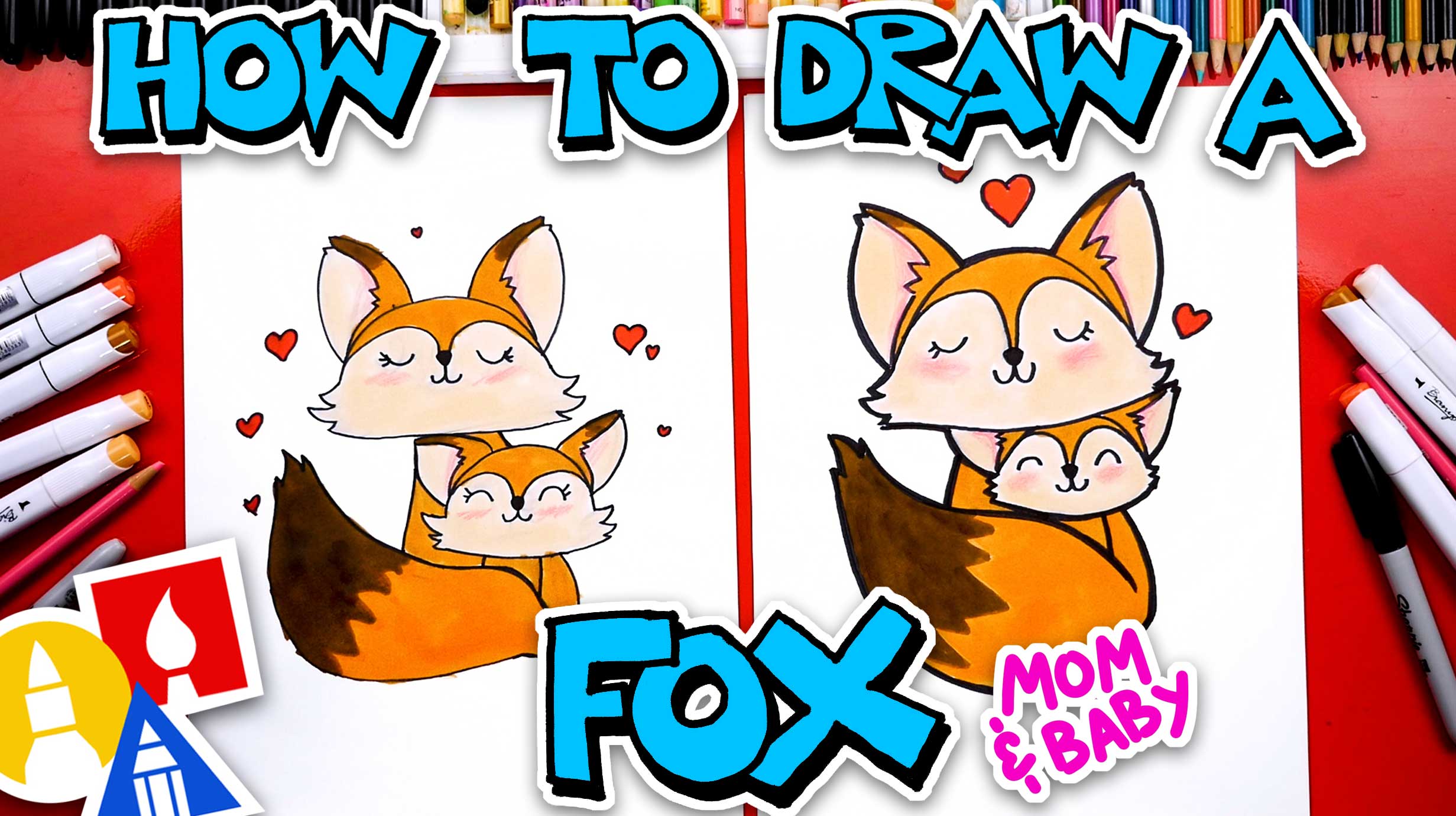 How To Draw A Mom And Baby Fox Art For Kids Hub