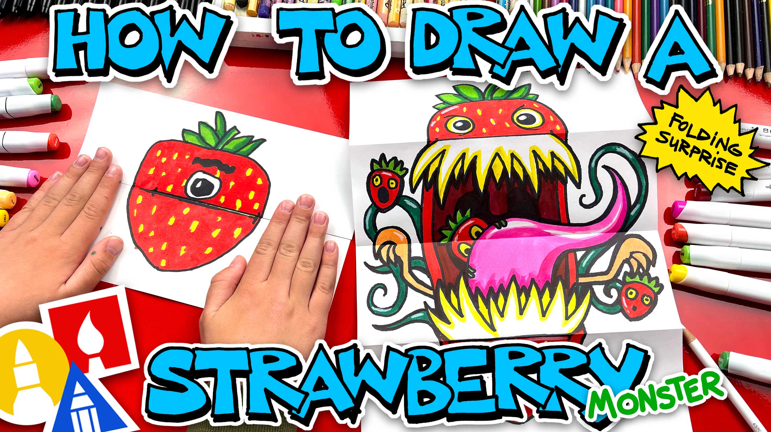 How To Draw A Strawberry Monster Folding Surprise
