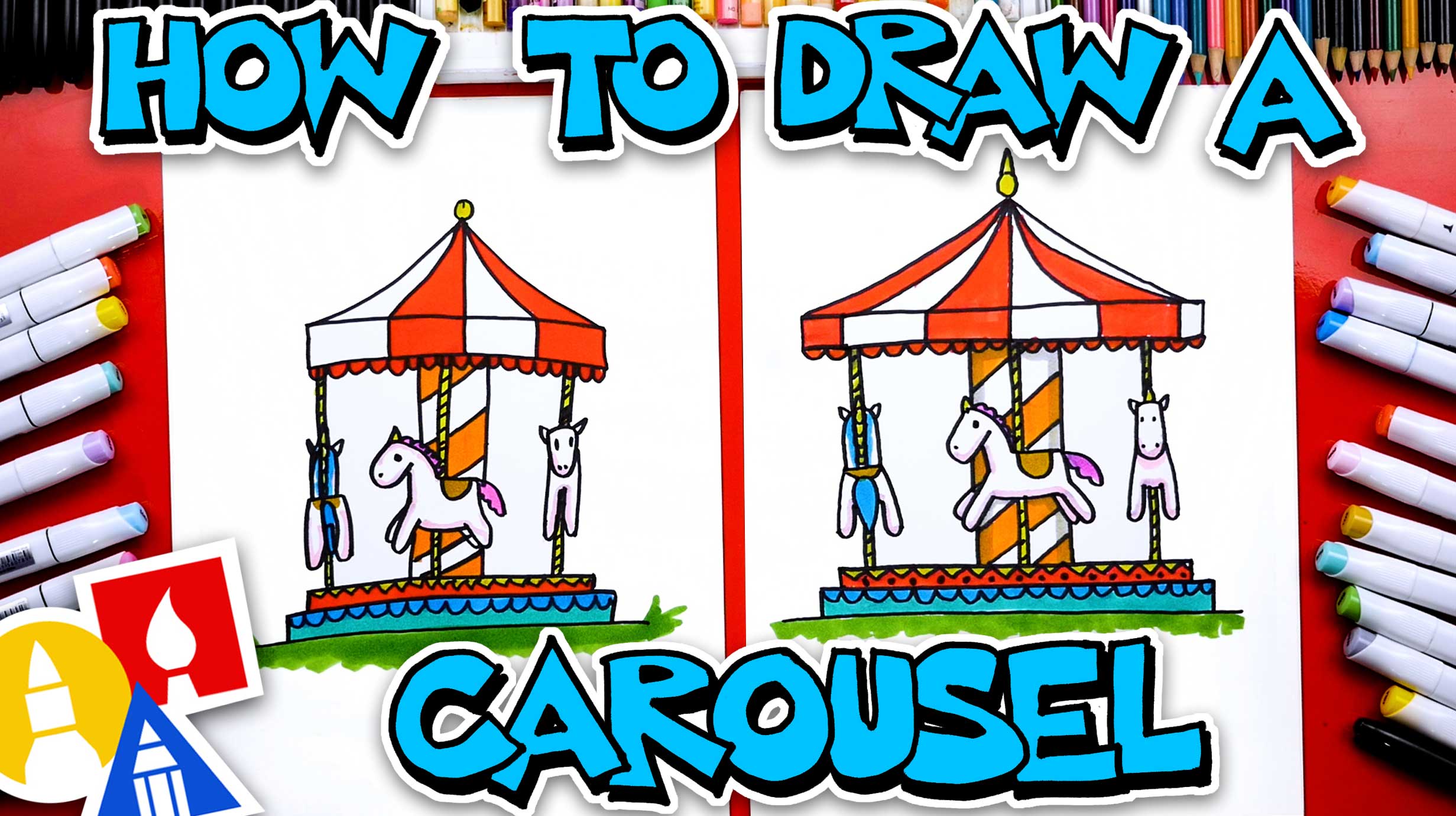 How To Draw A Carousel Art For Kids Hub