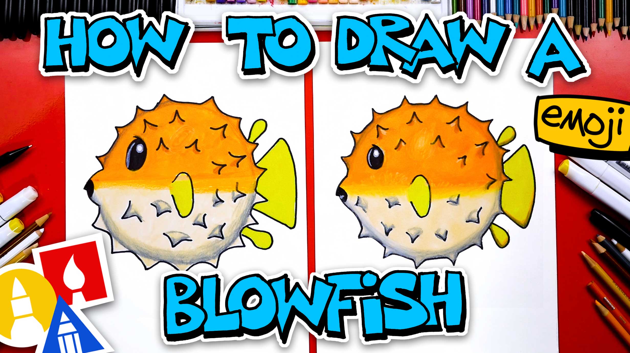 How To Draw A Blowfish Emoji Art For Kids Hub