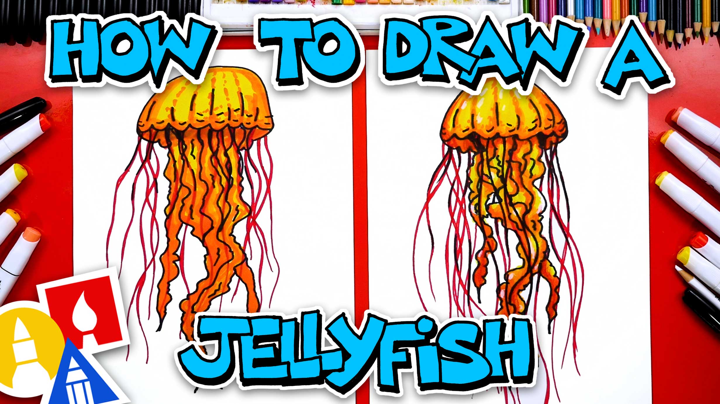 how to draw a jellyfish step by step for kids