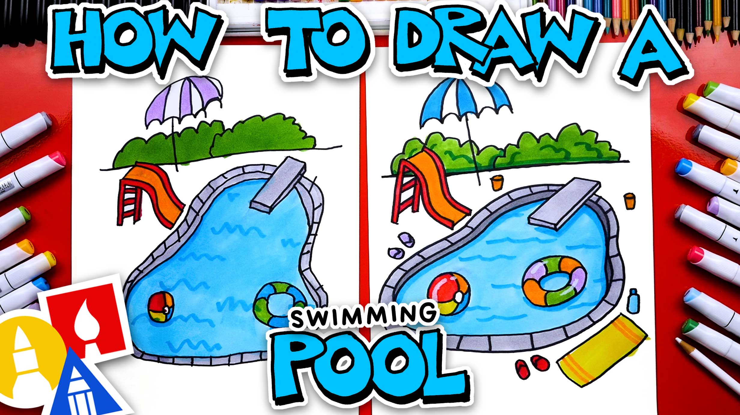 How To Draw A Swimming Pool - Art For Kids Hub