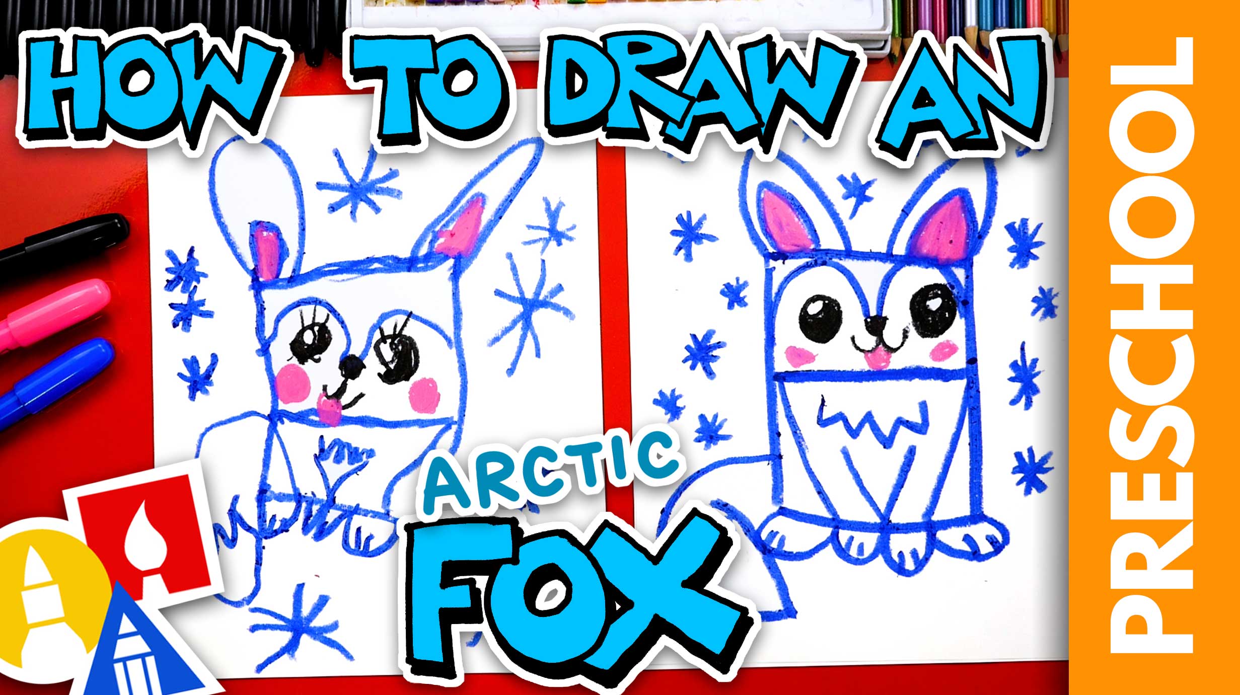 How To Draw An Arctic Fox Letter F Preschool