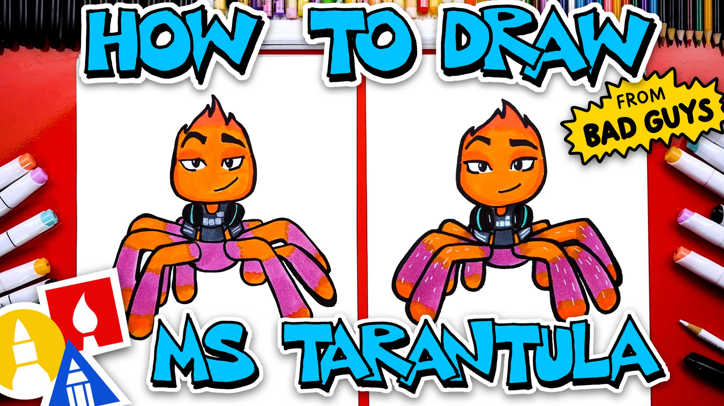 How To Draw Ms Tarantula From Bad Guys Art For Kids Hub