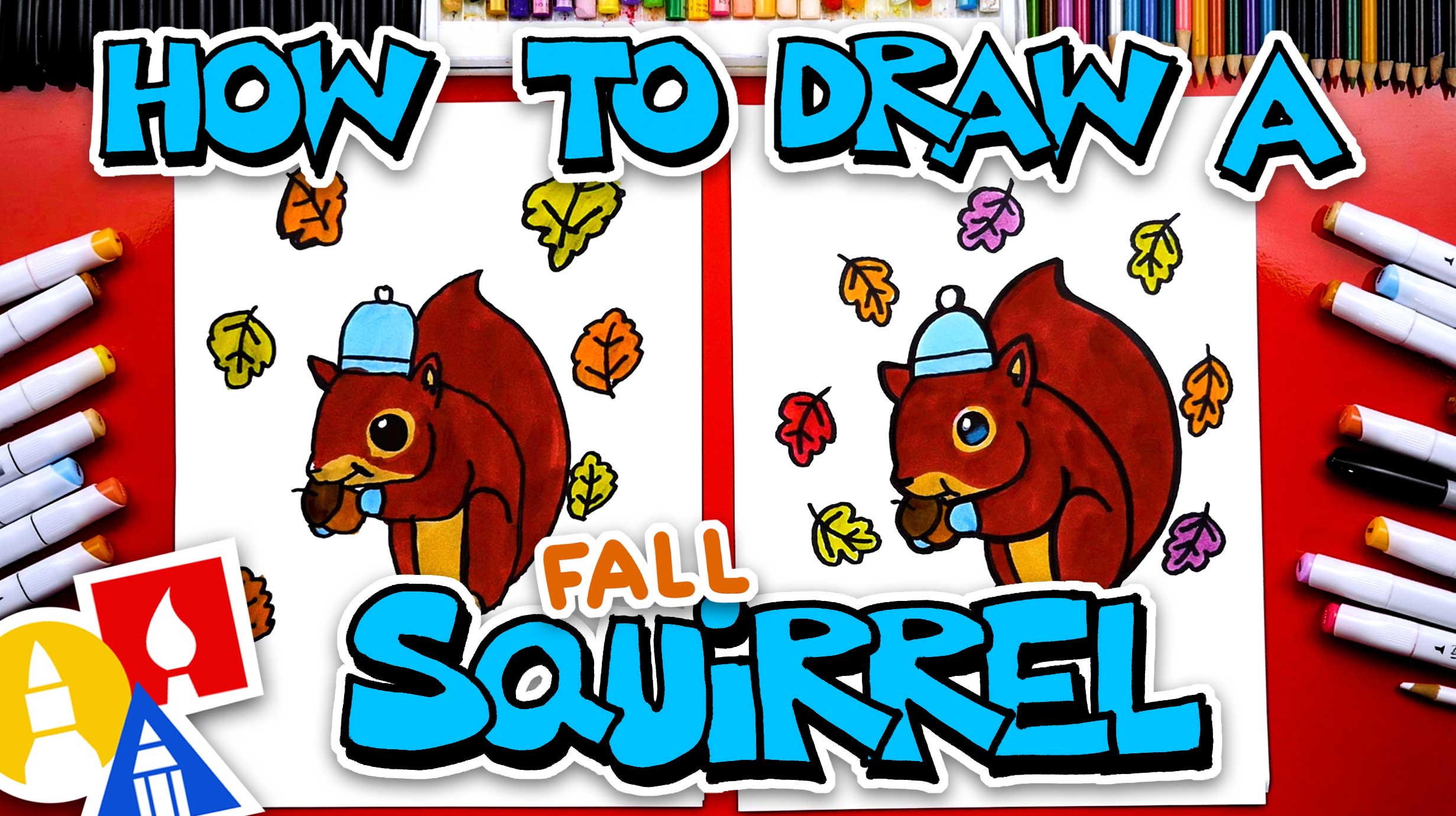 How To Draw A Cute Fall Squirrel Cartoon - Art For Kids Hub