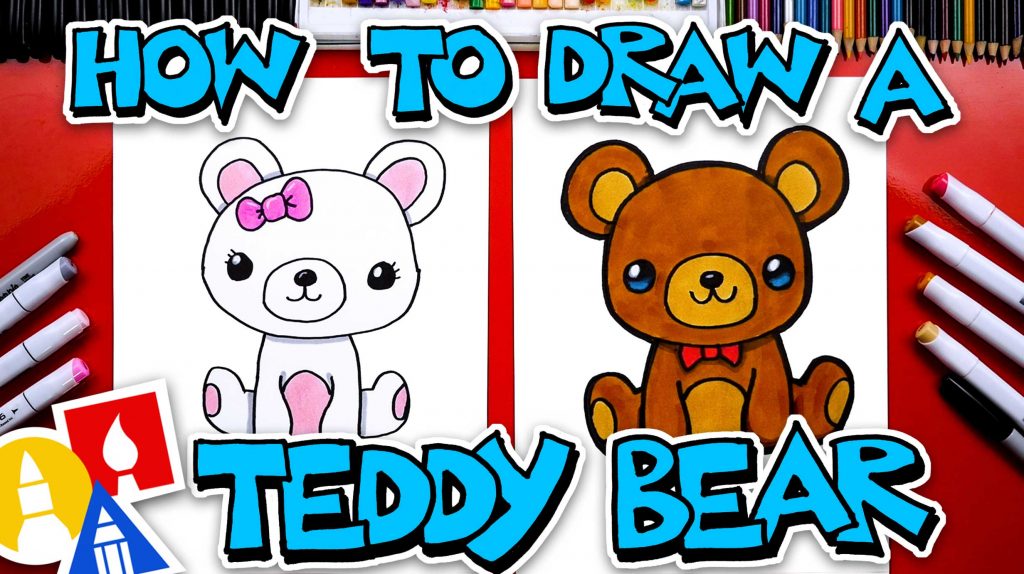 Easy How to Draw a Valentine Bear Tutorial Video & Coloring Page