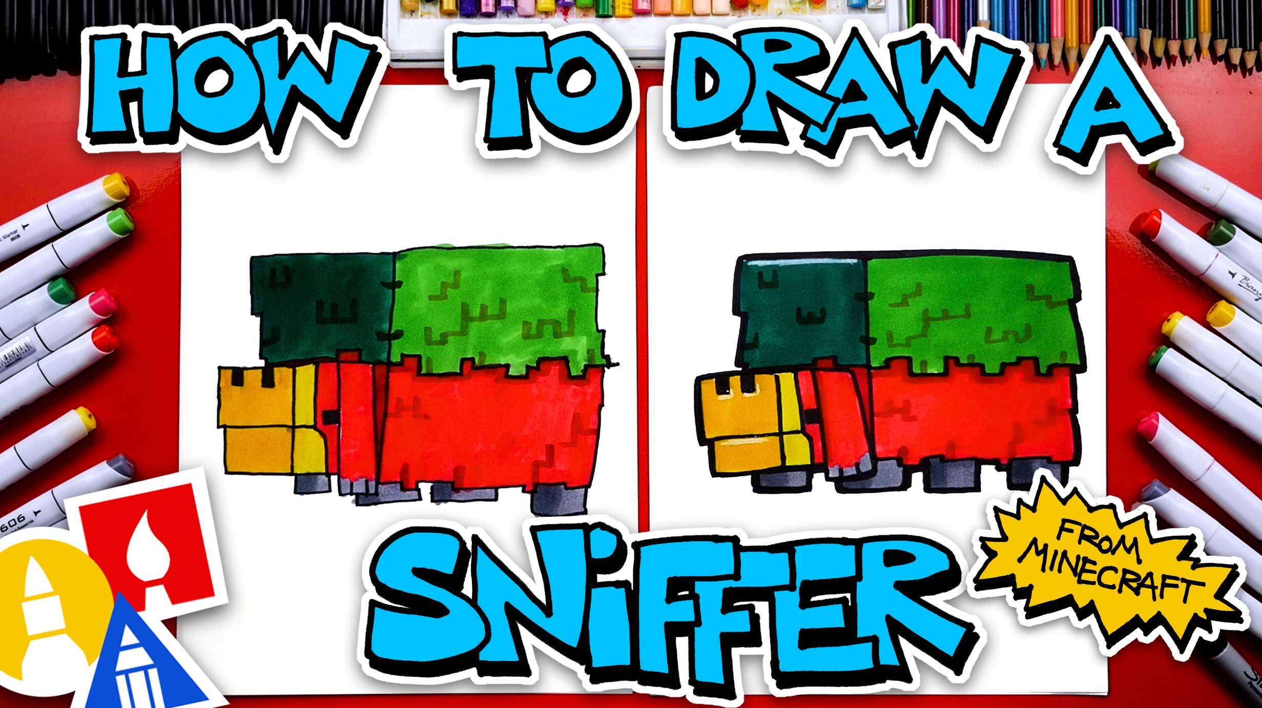 How To Draw A Sniffer From Minecraft - Art For Kids Hub