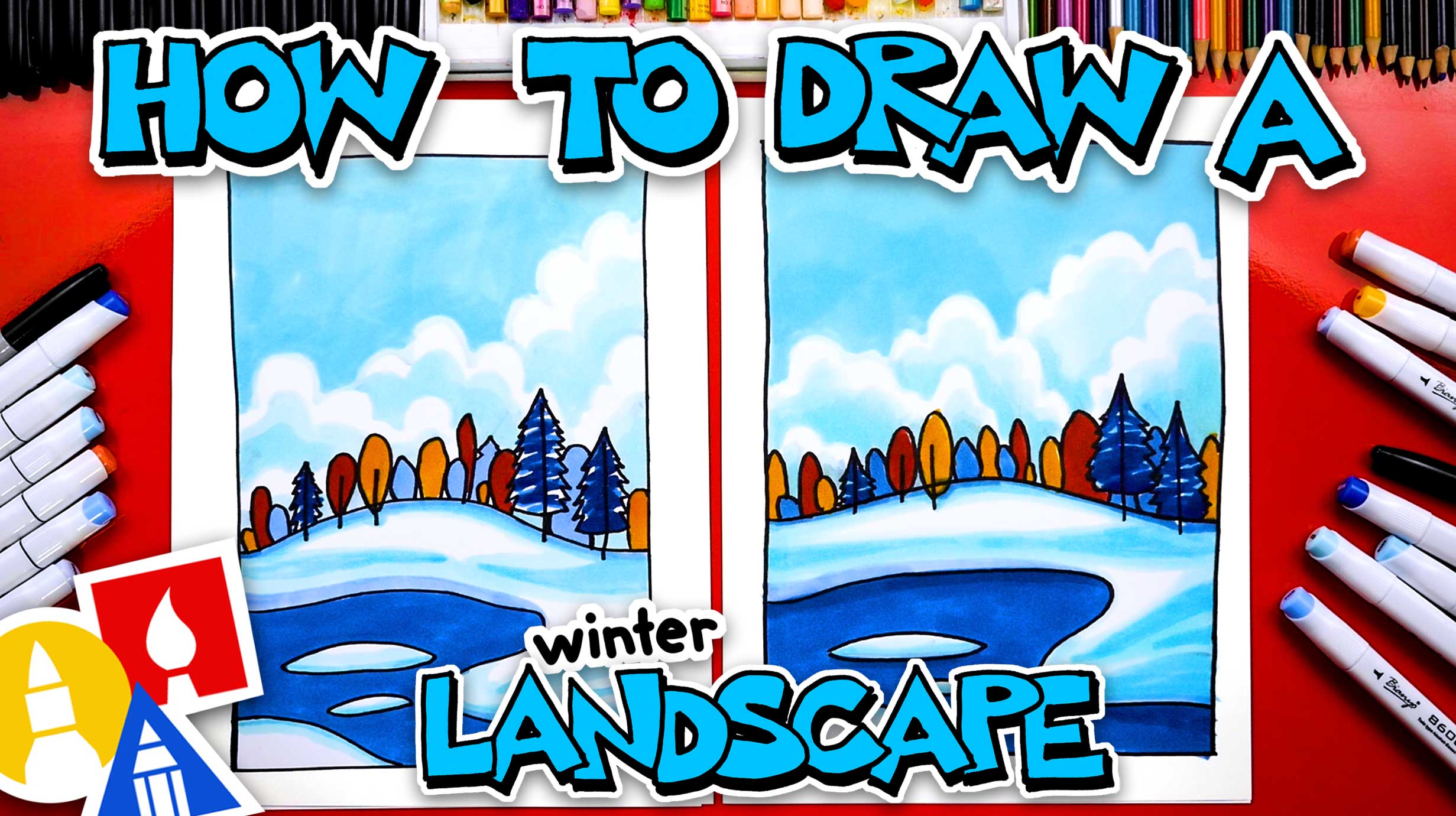 How To Draw A Winter Landscape - version 2