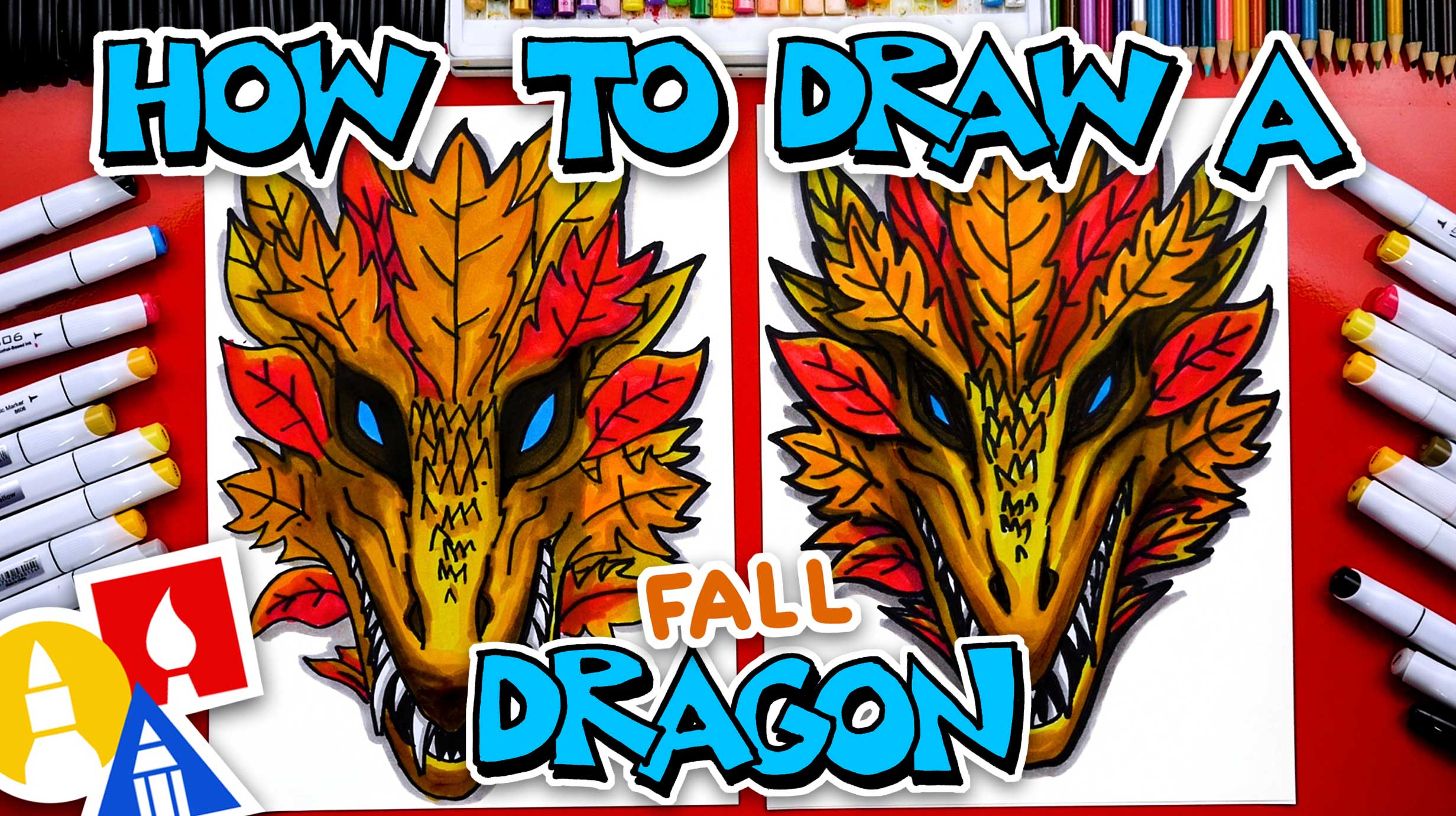 How To Draw An Autumn Dragon - Advanced - Art For Kids Hub