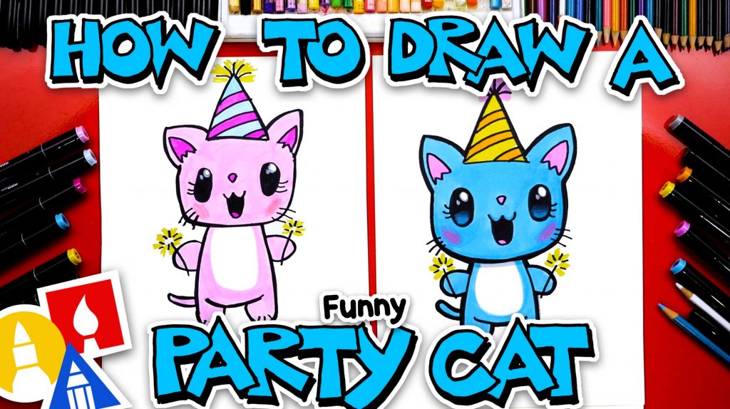 EASY How to Draw a CAT PLAYING VIDEOGAMES 