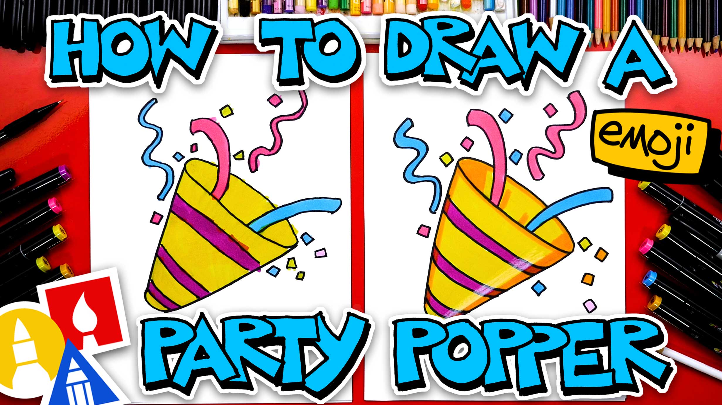 How To Draw A Party Popper Emoji Art For Kids Hub
